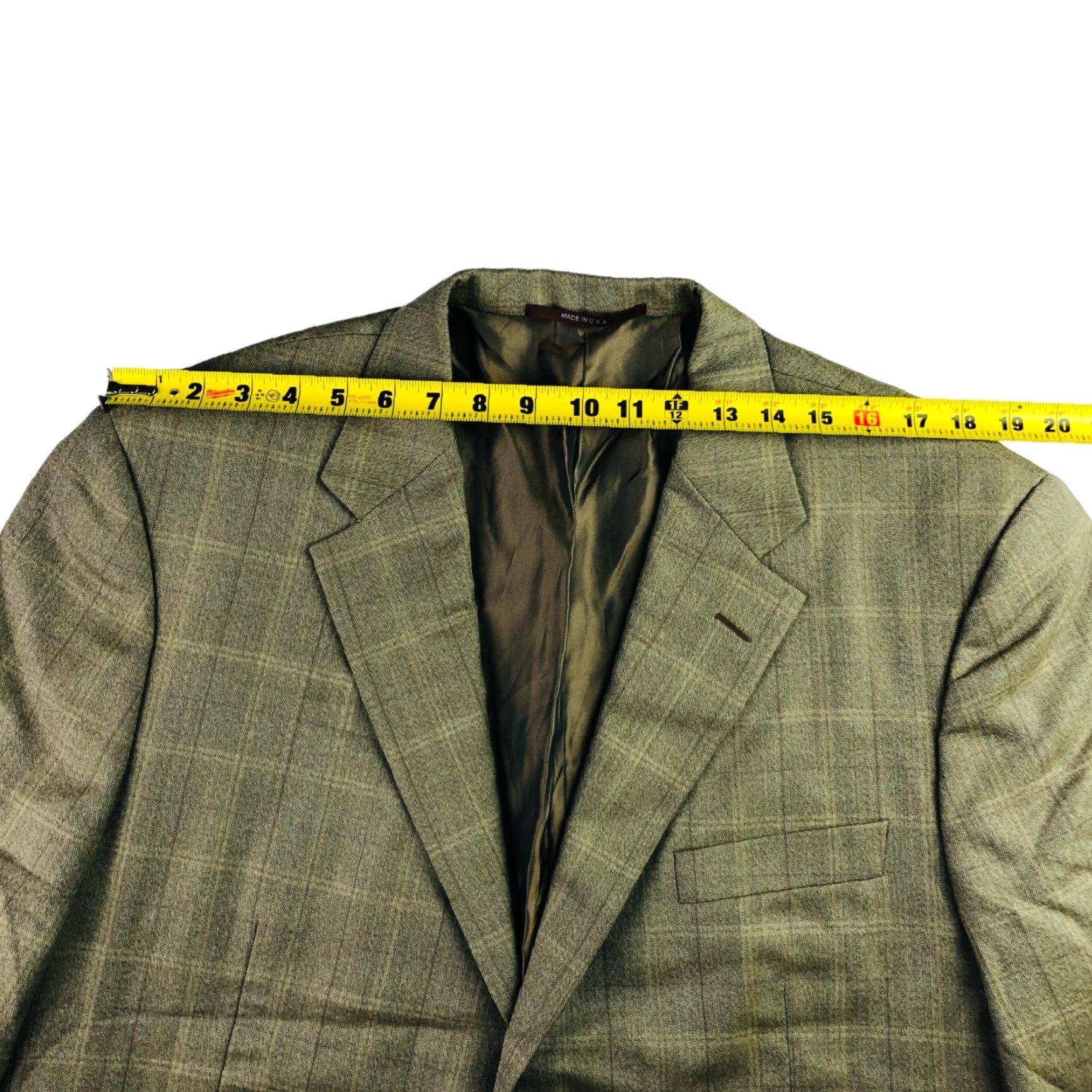Vintage Hickey Freeman Men's Wool 2-Button Blazer Brown Herringbone Plaid USA 46 R Size 46R - 3 Thumbnail