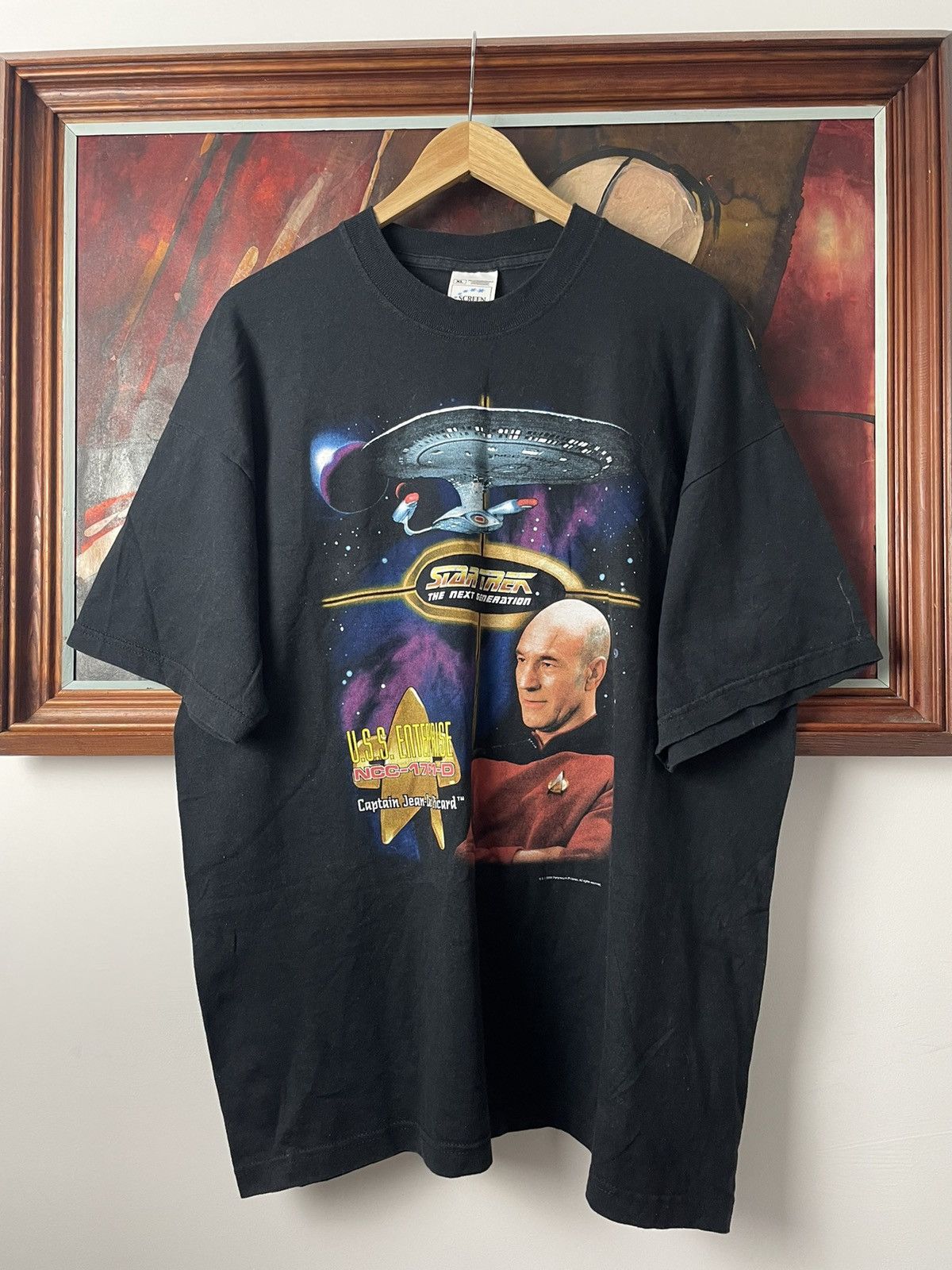 Vintage 2000 Og Star Trek Captain Jean Luc Picard Tee Movie Rare Size US XL / EU 56 / 4 - 1 Thumbnail
