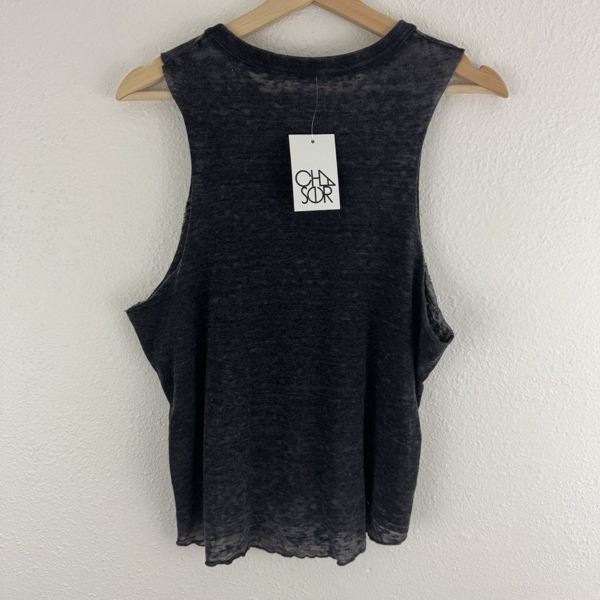 Chaser Brand CHASER Black Acid Wash Semi Sheer Beer Tie Front Tank Top Size M / US 6-8 / IT 42-44 - 6 Thumbnail