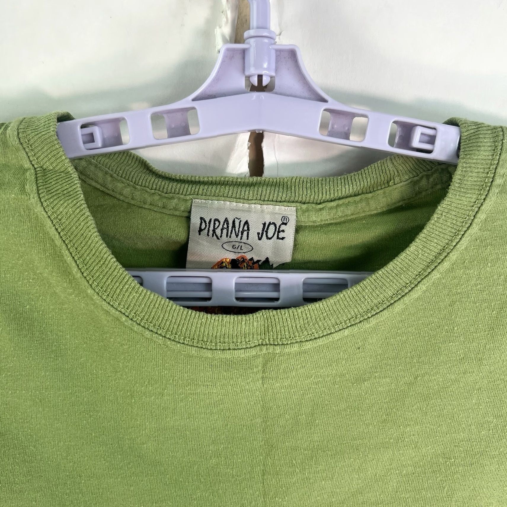 Vintage JOE'S JEANS Pirana Bar Cozumel T-Shirt Mens Size L Crew Neck Short Sleeve Lime Green Graphic Print Embroidered Logo Beach Tropical 90s Theme? Size US L / EU 52-54 / 3 - 5 Thumbnail