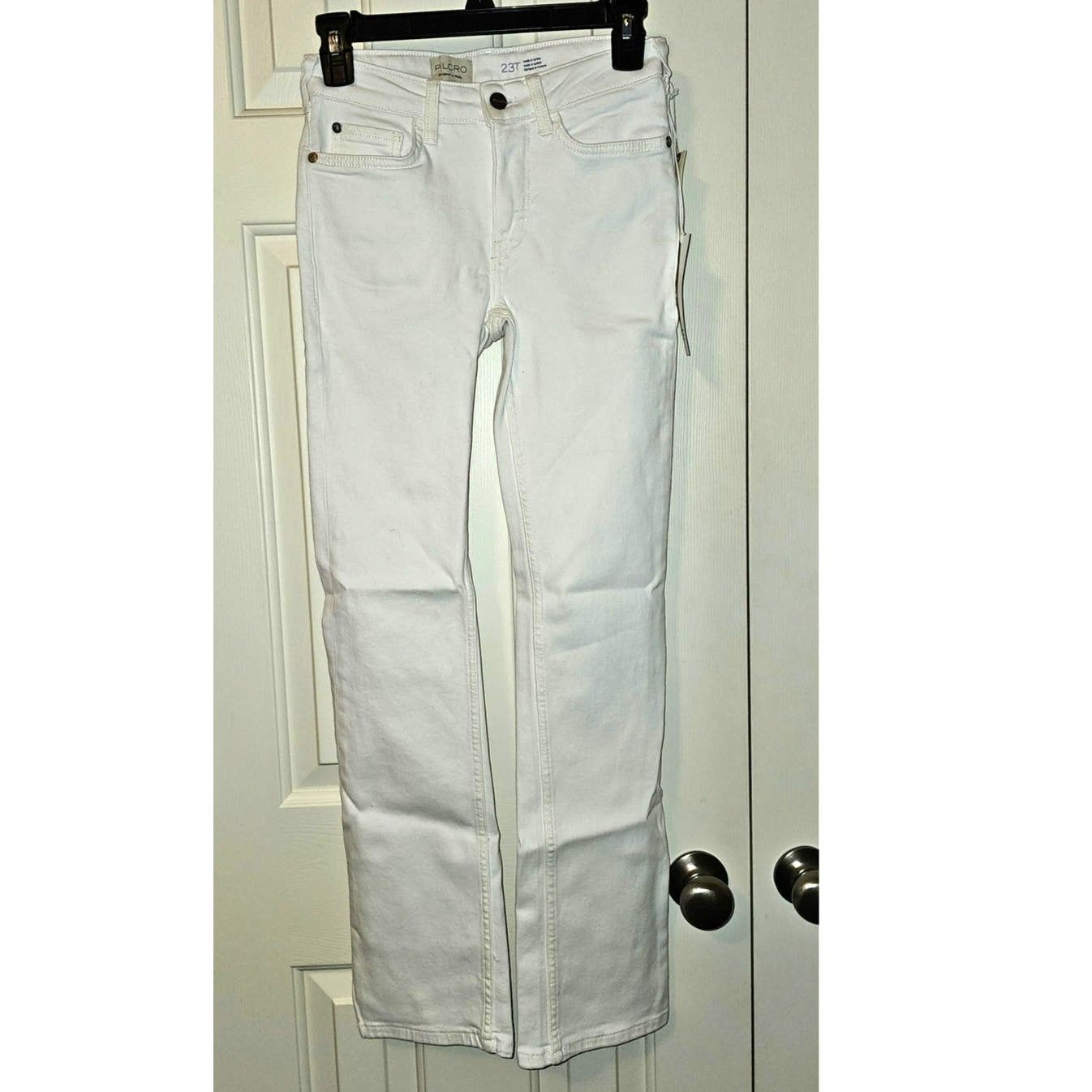 Anthropologie NWT Pilcro The Yaya Mid-Rise Crop Flare Jeans $148 WHITE 23T Size 23" - 5 Thumbnail