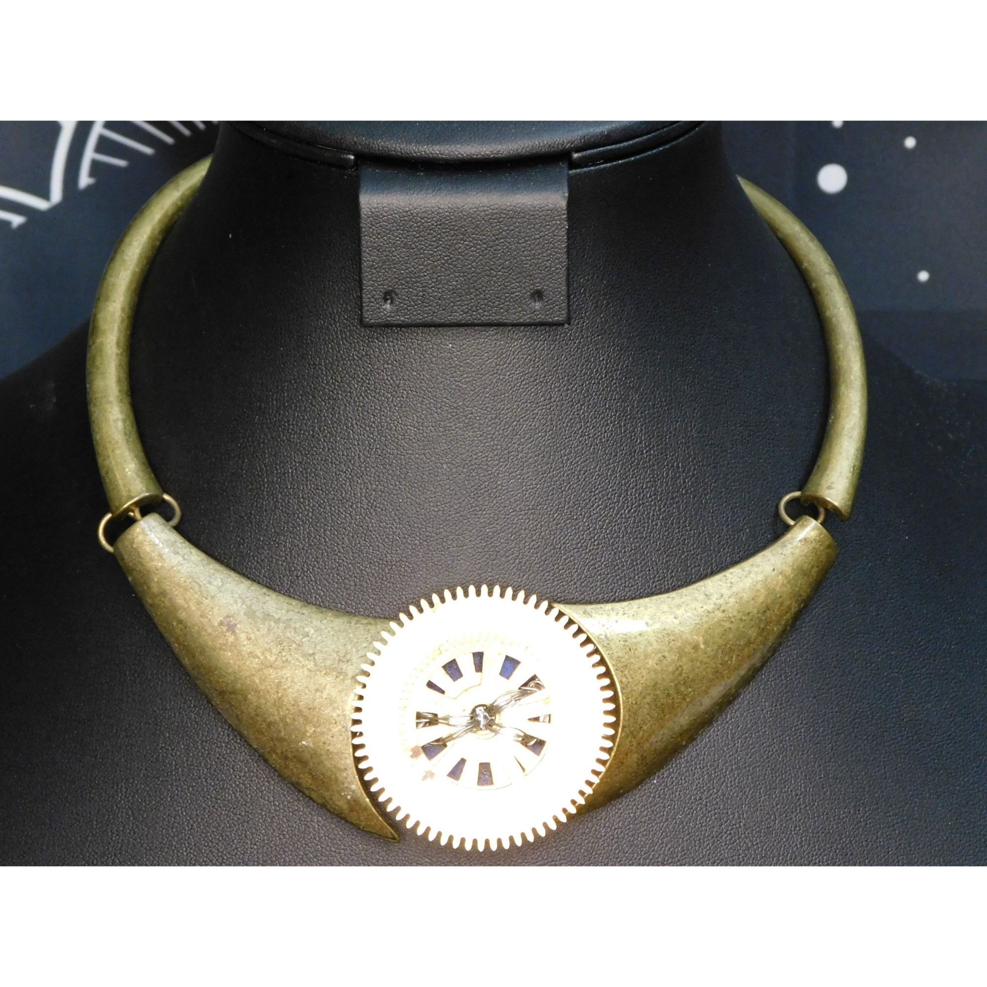 Handmade Handmade Upcycled Chunky Gold Tone Steampunk Necklace Size ONE SIZE - 1 Thumbnail