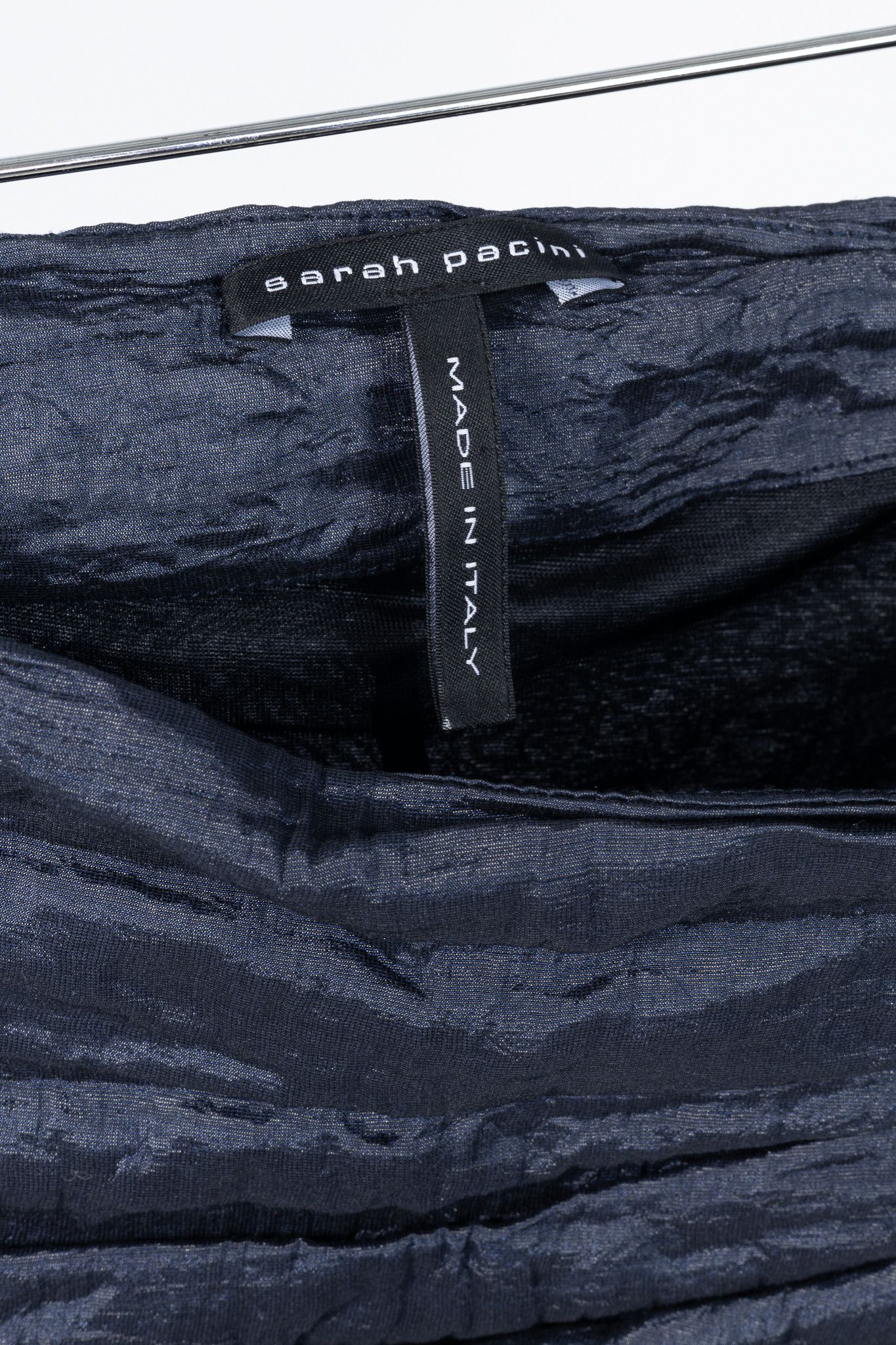 Sarah Pacini Sarah Pacini Navy Metallic Crinkled Bubble Skirt Size 27" / US 4 / IT 40 - 4 Thumbnail