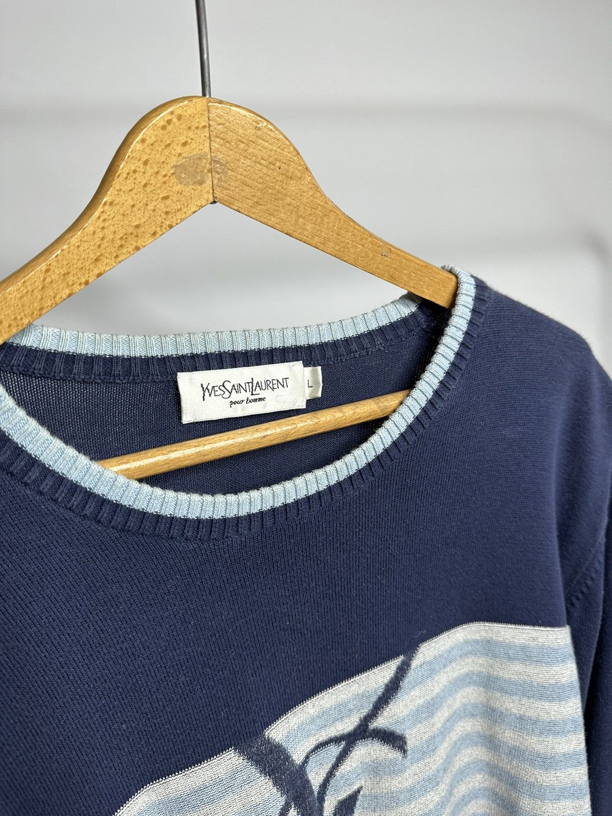 Vintage × Yves Saint Laurent Big Logo YSL Sweater Light Soft YSL Sweatshirt Size US M / EU 48-50 / 2 - 2 Thumbnail