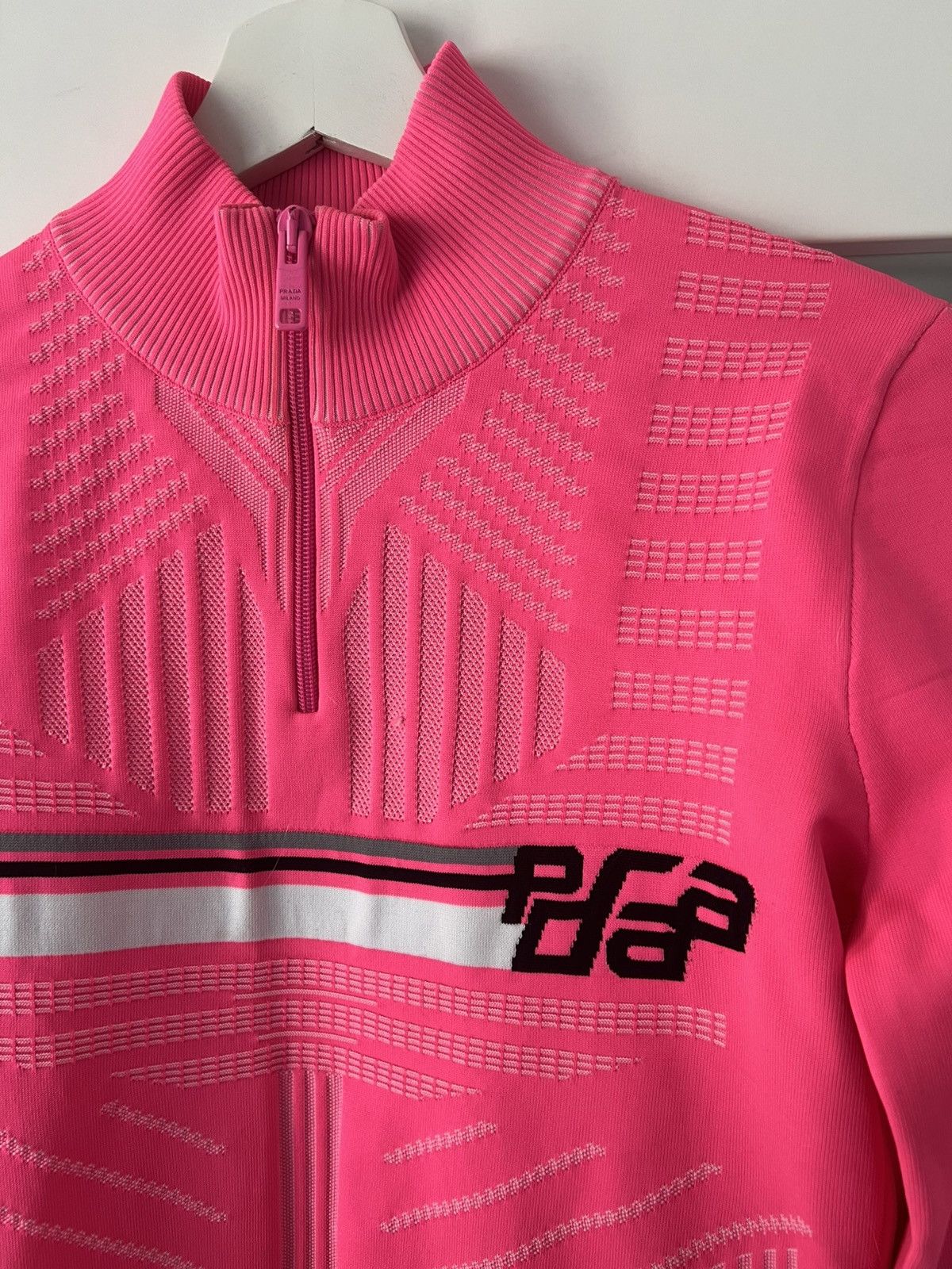 Prada Pink Prada Techno Technical Knit Zip Up Size L / US 10 / IT 46 - 2 Thumbnail