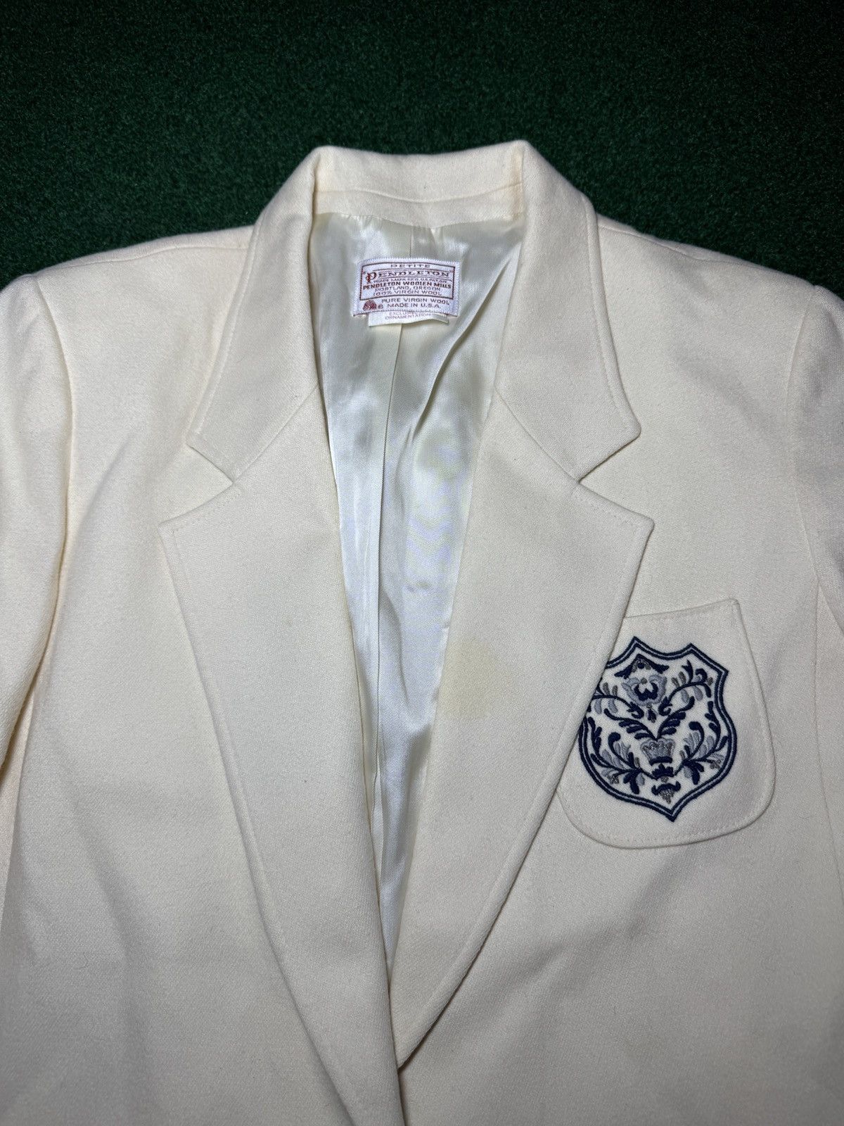 Pendleton Vintage Pendleton Wool Blazer Cream Crest Petite 14 Jacket Size XL / US 12-14 / IT 48-50 - 2 Thumbnail