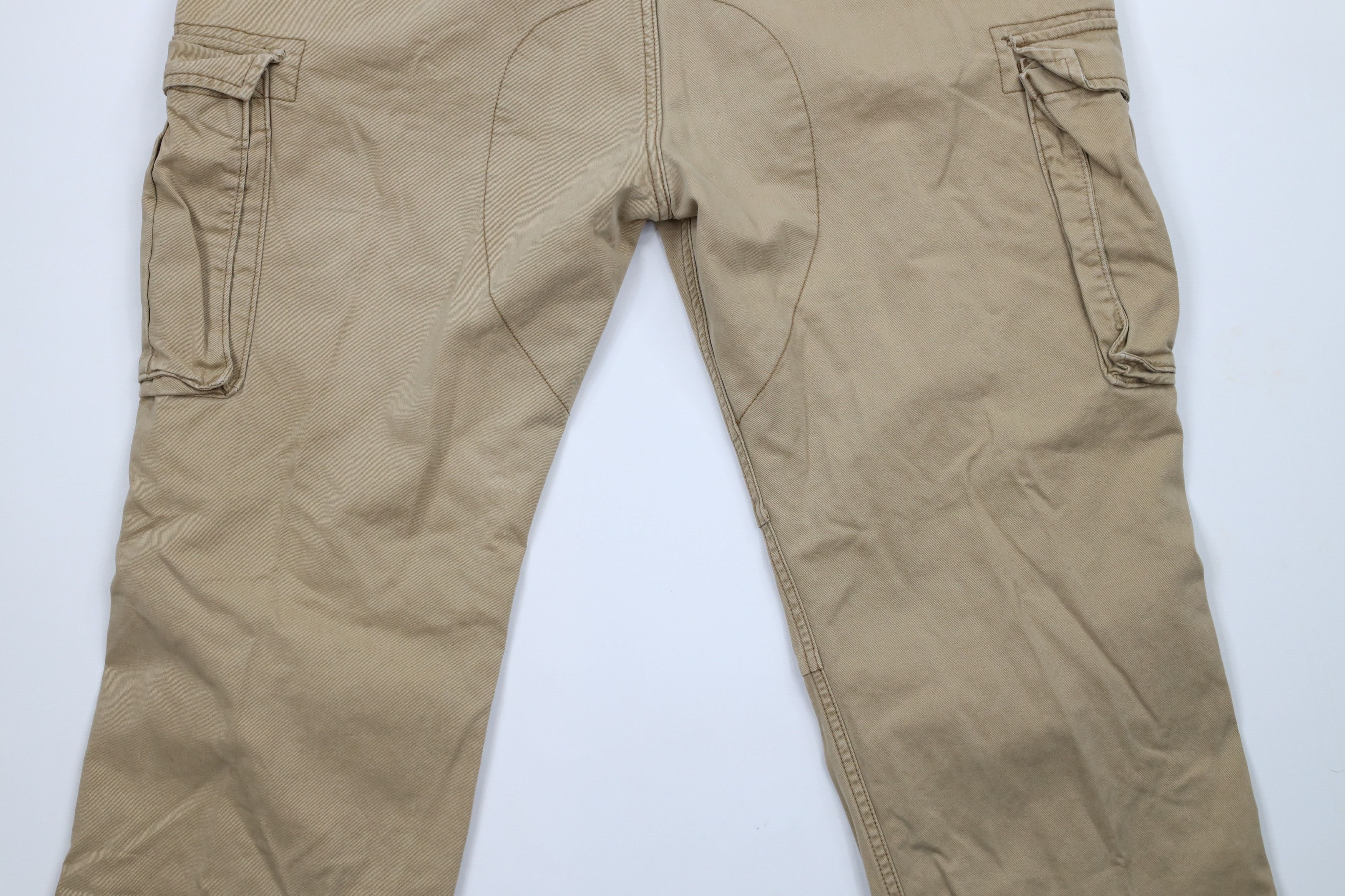 Levi's × Vintage Vintage Y2K Levis Baggy Wide Leg Cargo Pants Beige Cotton Size 40 - 12 Thumbnail