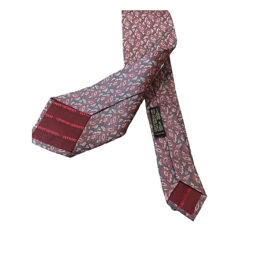 Giorgio Armani GIORGIO ARMANI Printed Floral Silk Tie Burgundy Size ONE SIZE - 5 Thumbnail