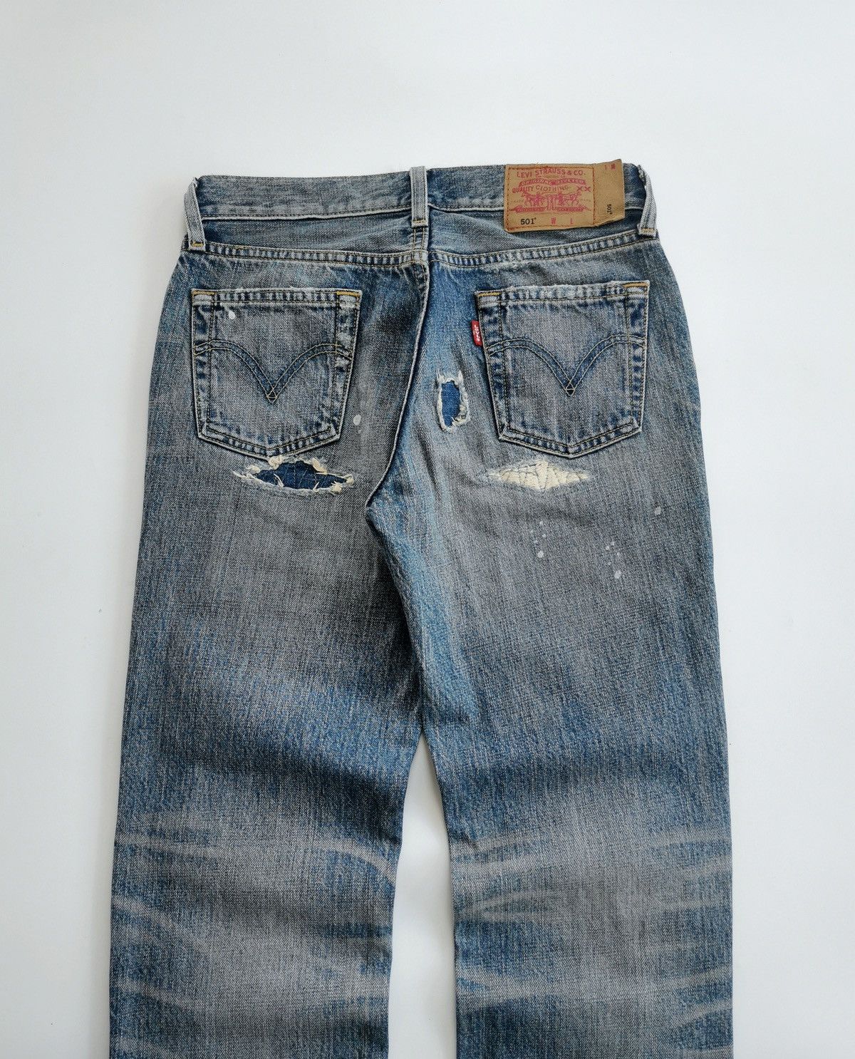 Levi's Vintage Levis 501 Boro Patchwork Distressed Denim Jeans Size 27" / US 4 / IT 40 - 5 Thumbnail