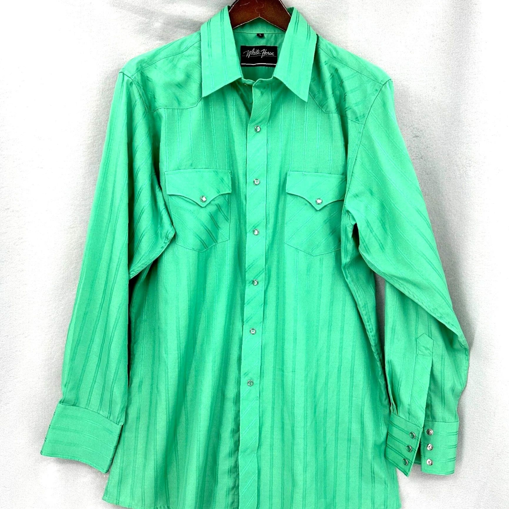 Vintage VINTAGE White Horse Shirt Mens L Striped 90s Y2K Western read Size US L / EU 52-54 / 3 - 2 Thumbnail