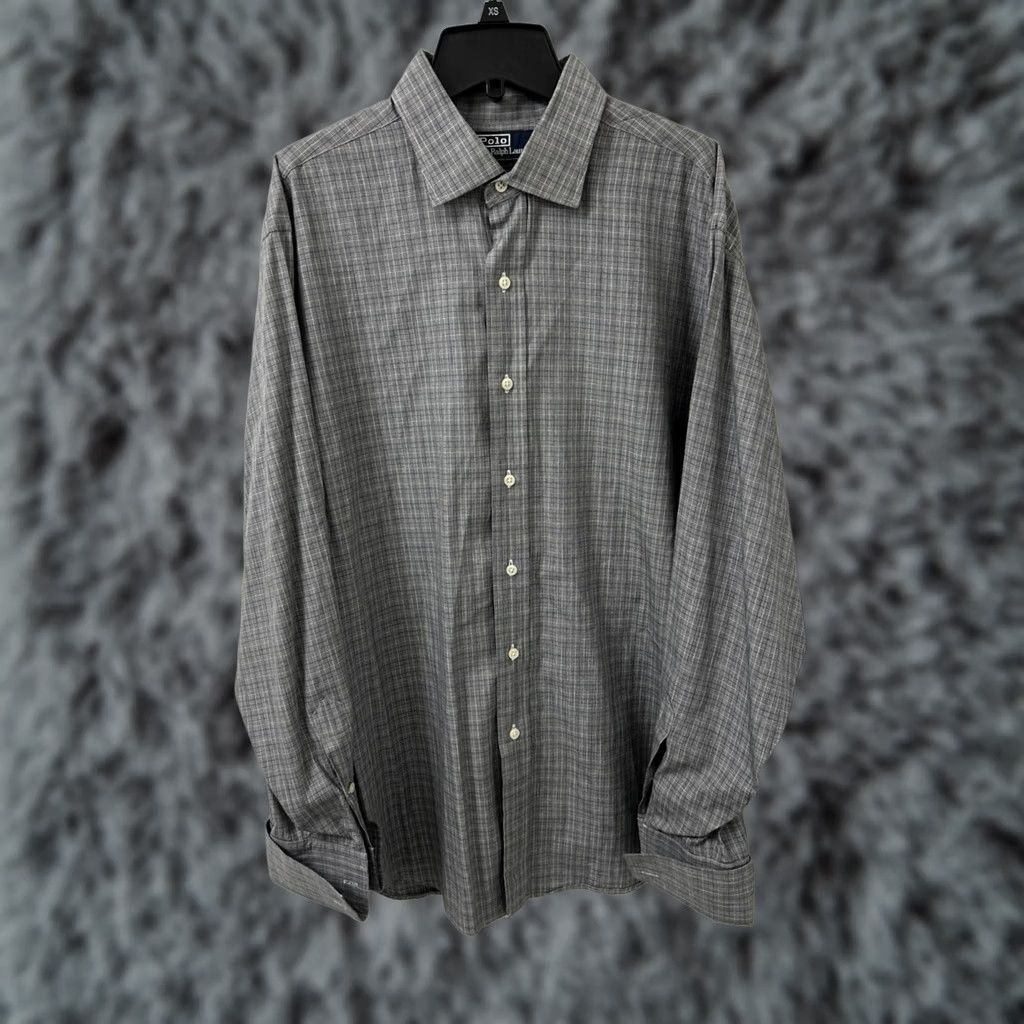 Polo Ralph Lauren VTG Polo Ralph Lauren Philip Dress Shirt Men Size 17 35 Gray Plaid Button Up L/S Size 46R - 1 Thumbnail