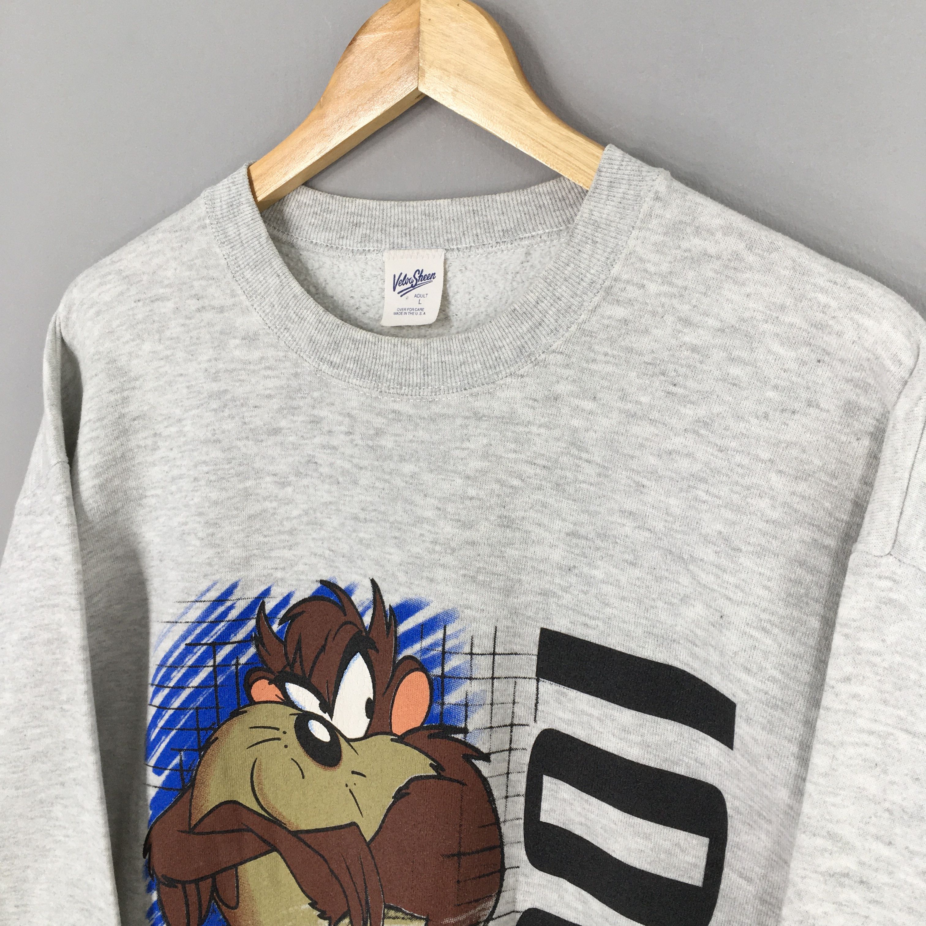 Velva Sheen Vintage 90s Taz-Mania Iowa Gray Sweatshirt Large Size US L / EU 52-54 / 3 - 5 Thumbnail