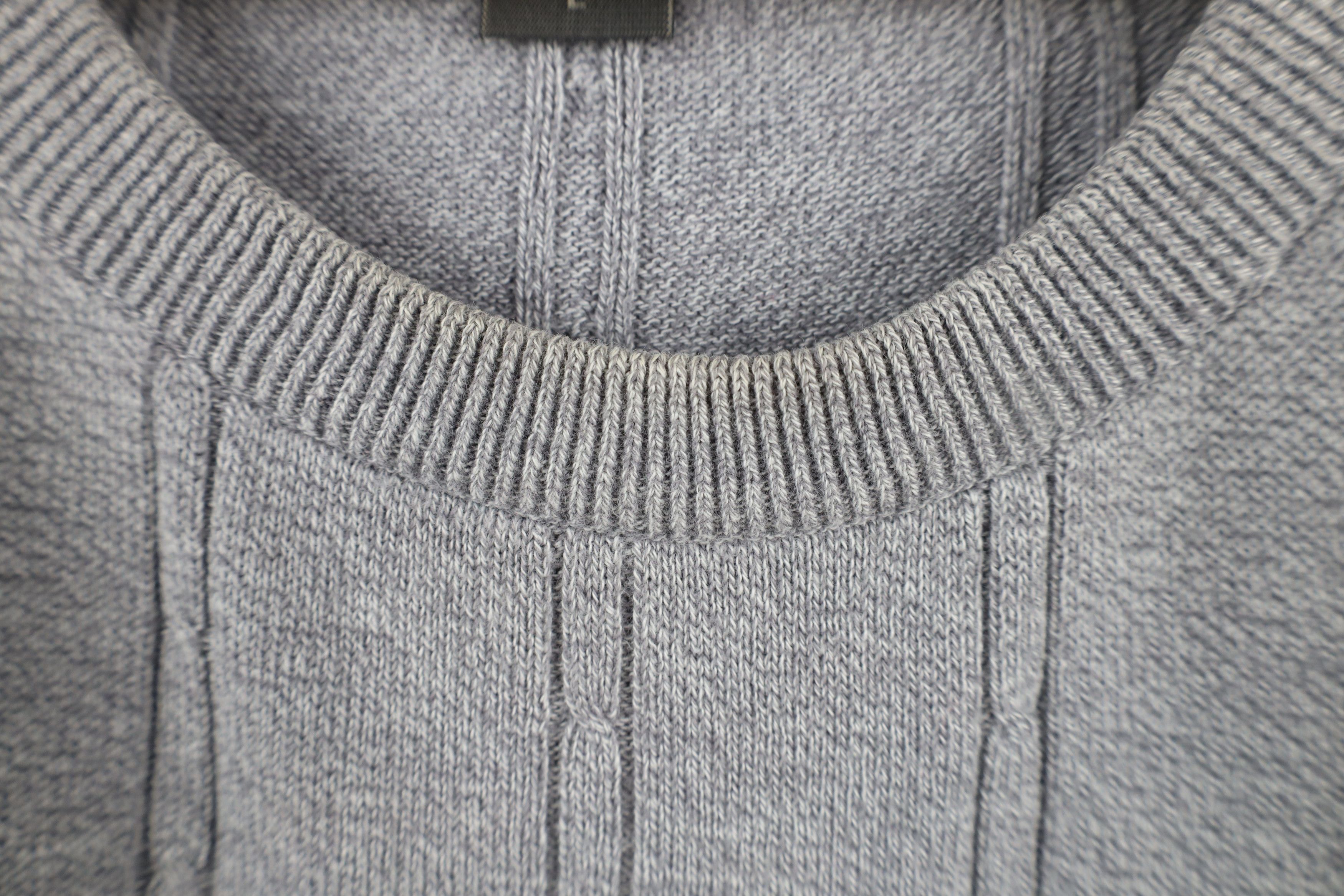 Vintage Vintage 90s Streetwear Blank Cotton Cable Knit Sweater Gray Size US L / EU 52-54 / 3 - 5 Thumbnail