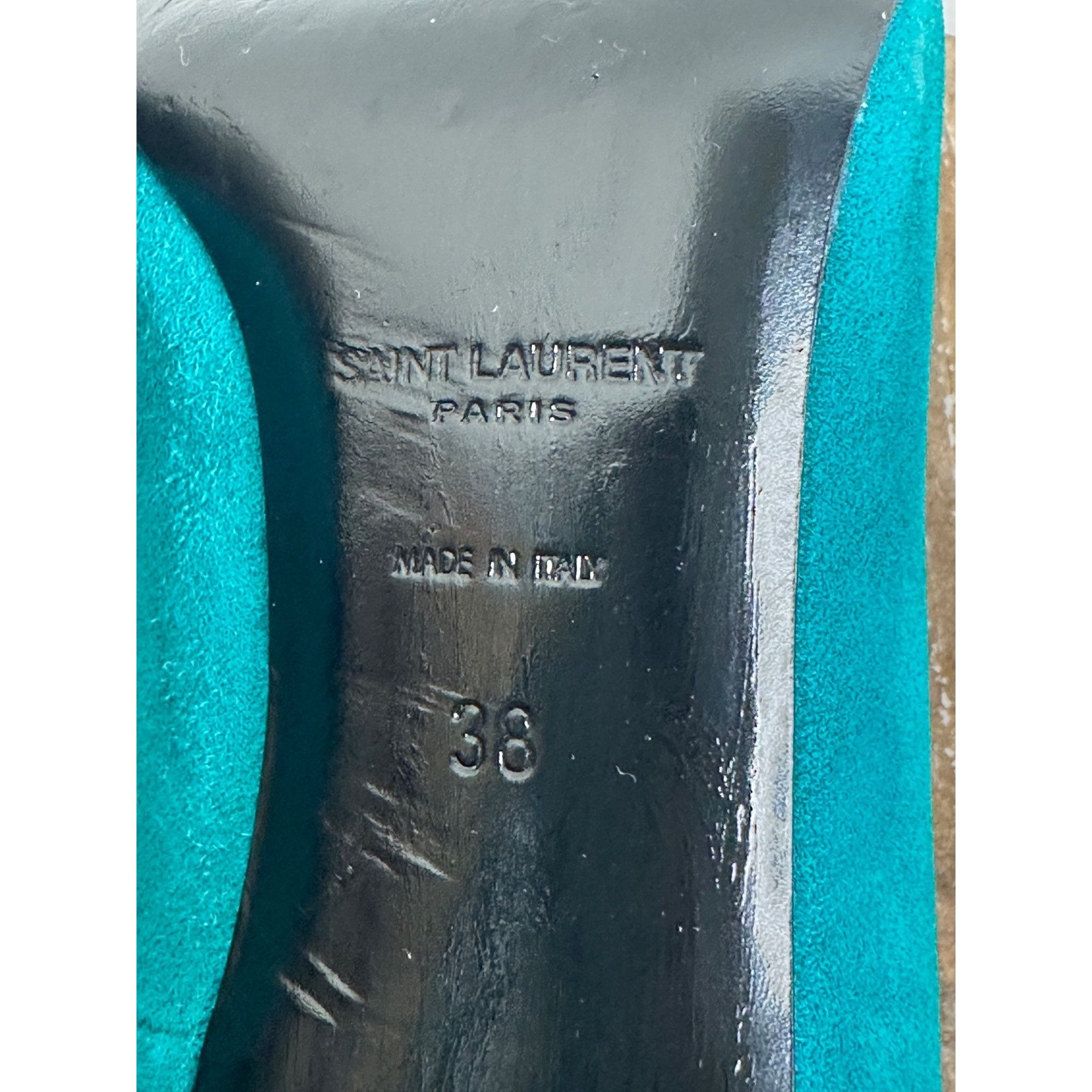Saint Laurent Paris Saint Laurent Paris Anja Green Suede Heels Size US 8 / IT 38 - 8 Thumbnail
