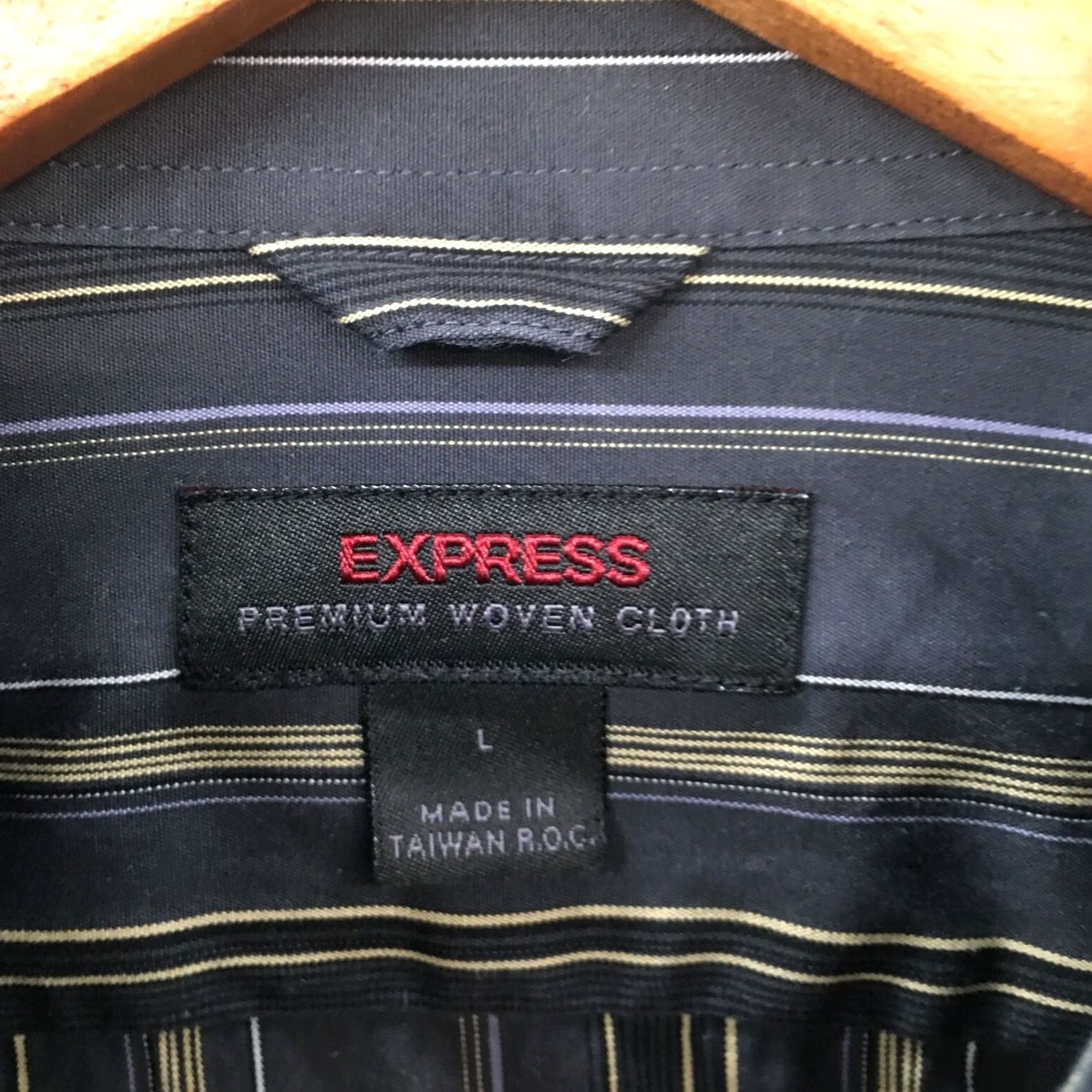 Express Premium Woven Button Up Shirt Mens Large Blue Striped Cotton Long Sleeve Classic Casual Size L / US 10 / IT 46 - 6 Thumbnail