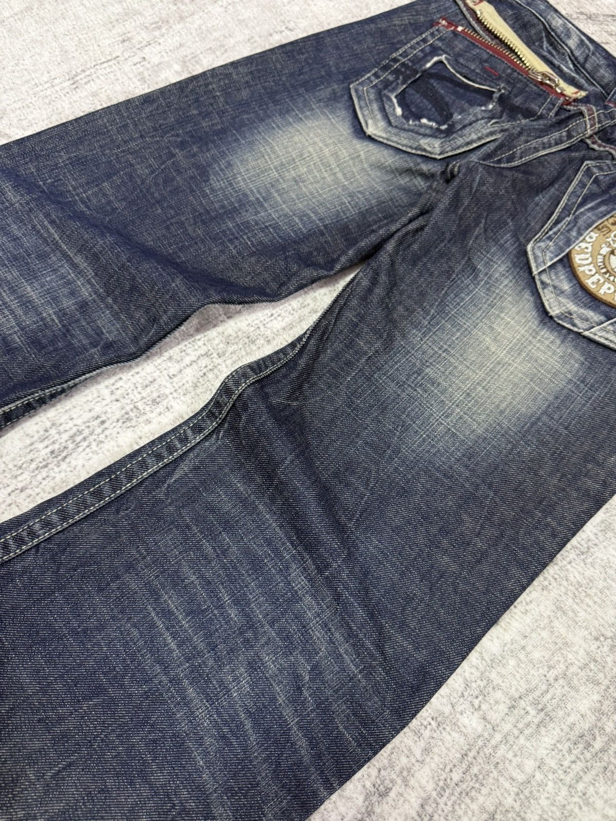 Japanese Brand × Tete Homme × semanticdesign Red Pepper Japan Heavy Wash Low Rise Flared Jeans Size US 29 - 14 Thumbnail