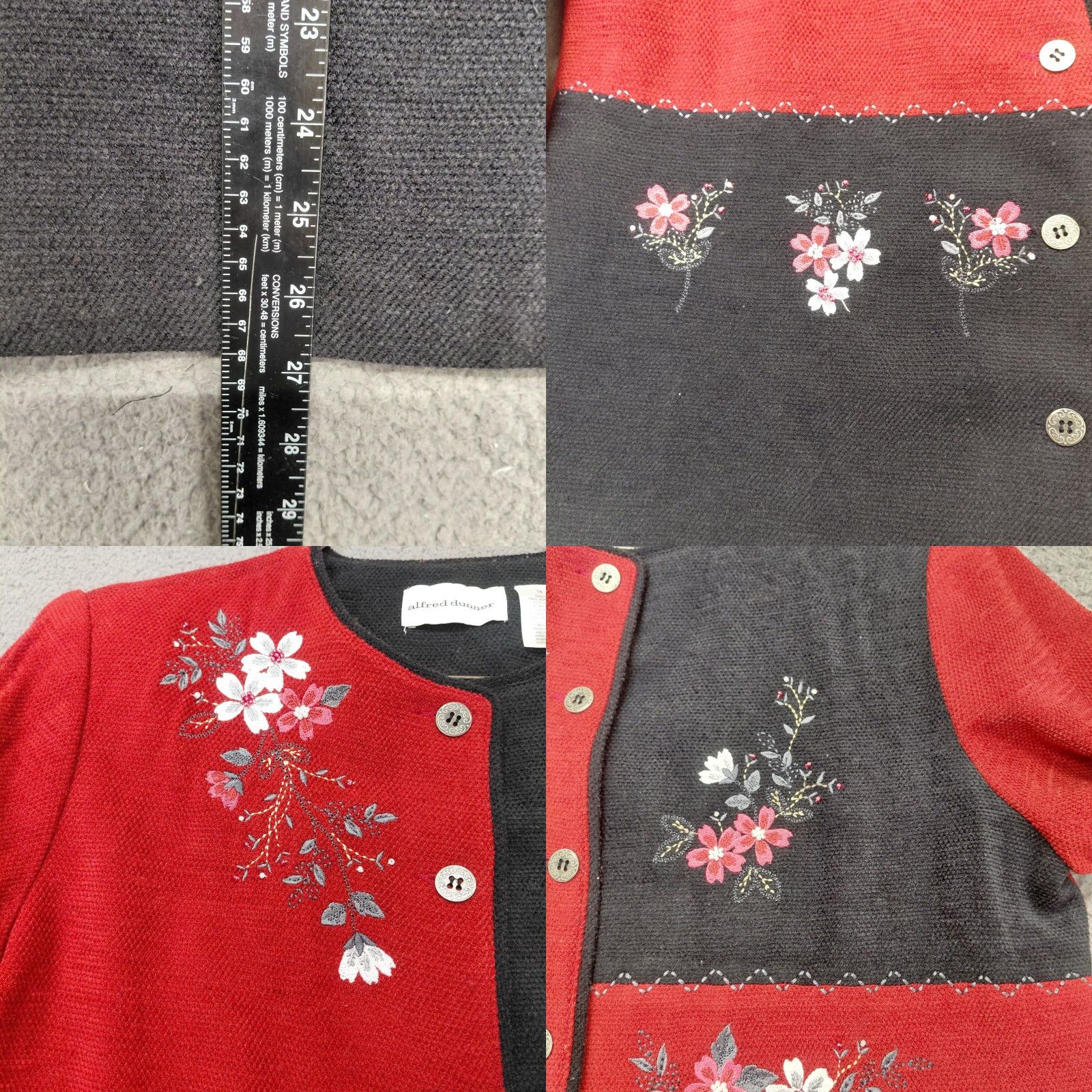 Vintage VINTAGE Alfred Dunner Jacket Womens 16 Red Beaded Embroidered Floral Button Blazer Jacket Coat Blazer Size XXL / US 16-18 / IT 52-54 - 8 Thumbnail
