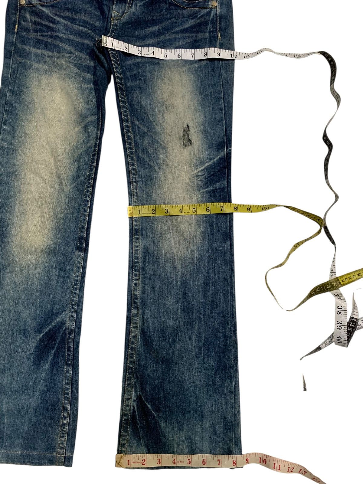 If Six Was Nine Flare Red papper Japanese Punk Skull Distressed Denim Size US 31 - 15 Thumbnail