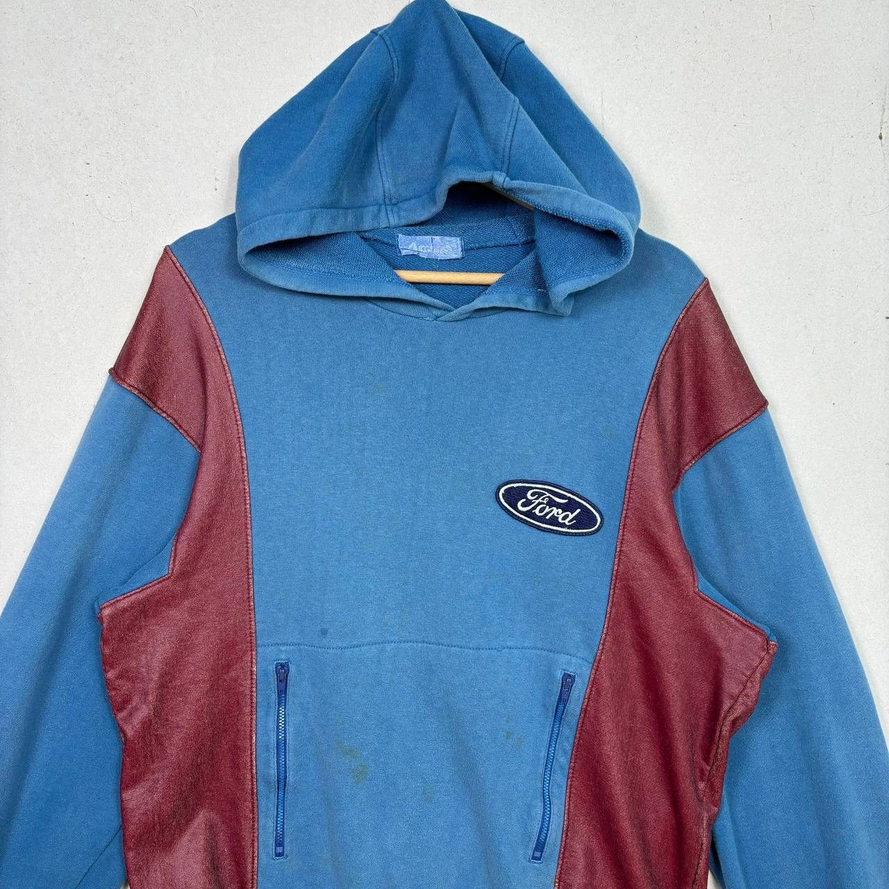 Ford Vintage Ford Leather Panel Hoodie Sweatshirt 90s Streetwear Size US M / EU 48-50 / 2 - 3 Thumbnail