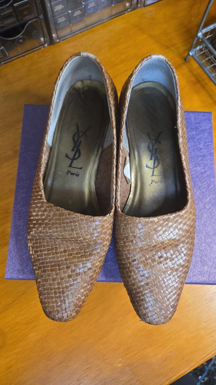 Other Saint Laurent Woven Leather Low‐Kitten Heel Pumps Size ONE SIZE - 2 Thumbnail
