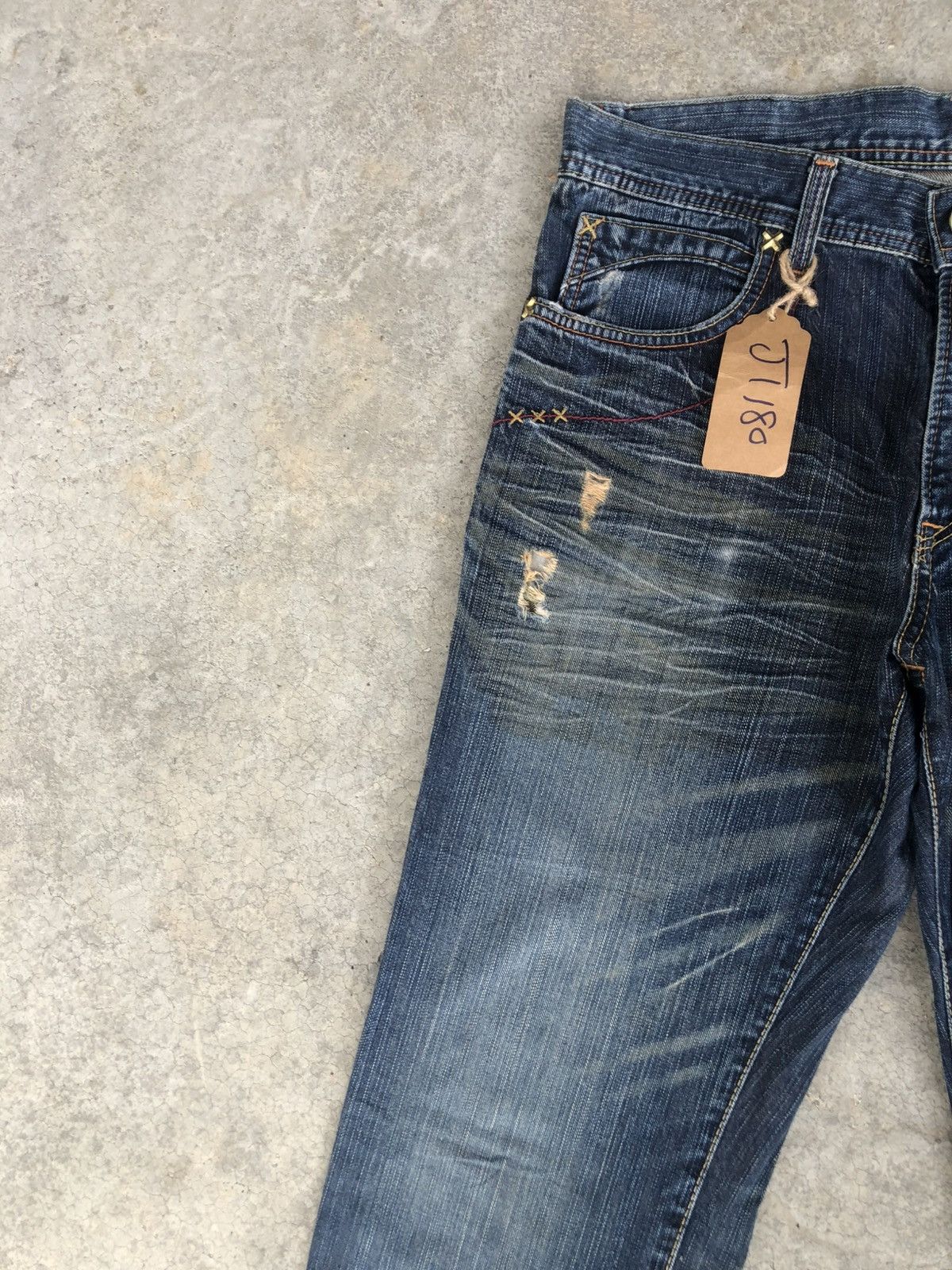 If Six Was Nine Japanese Lee Flared Jeans Distressed Denim Size US 34 / EU 50 - 4 Thumbnail