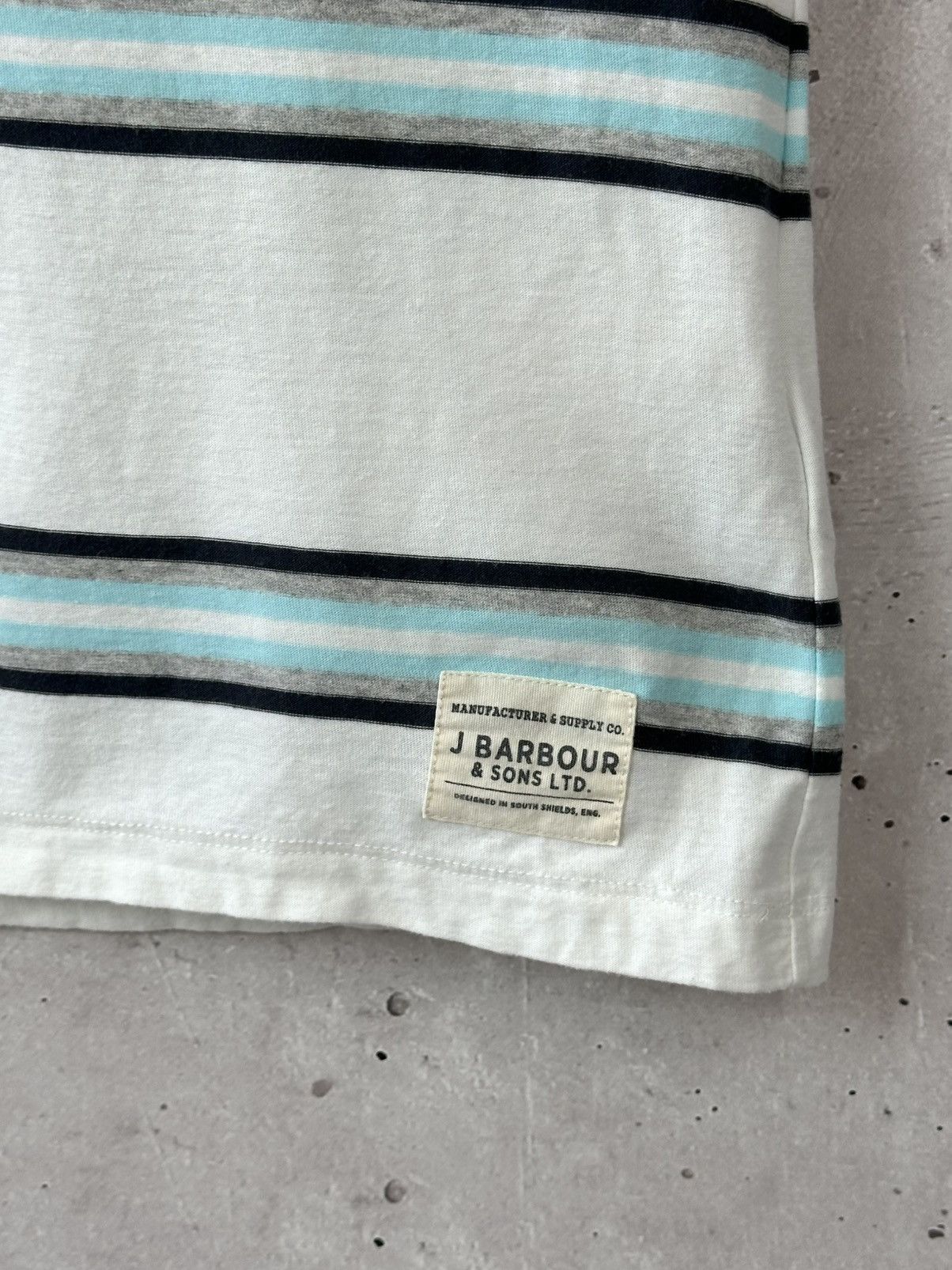 Barbour Barbour Tailored Fit White Stripped Cotton Short Sleeve Tee Size US S / EU 44-46 / 1 - 5 Thumbnail