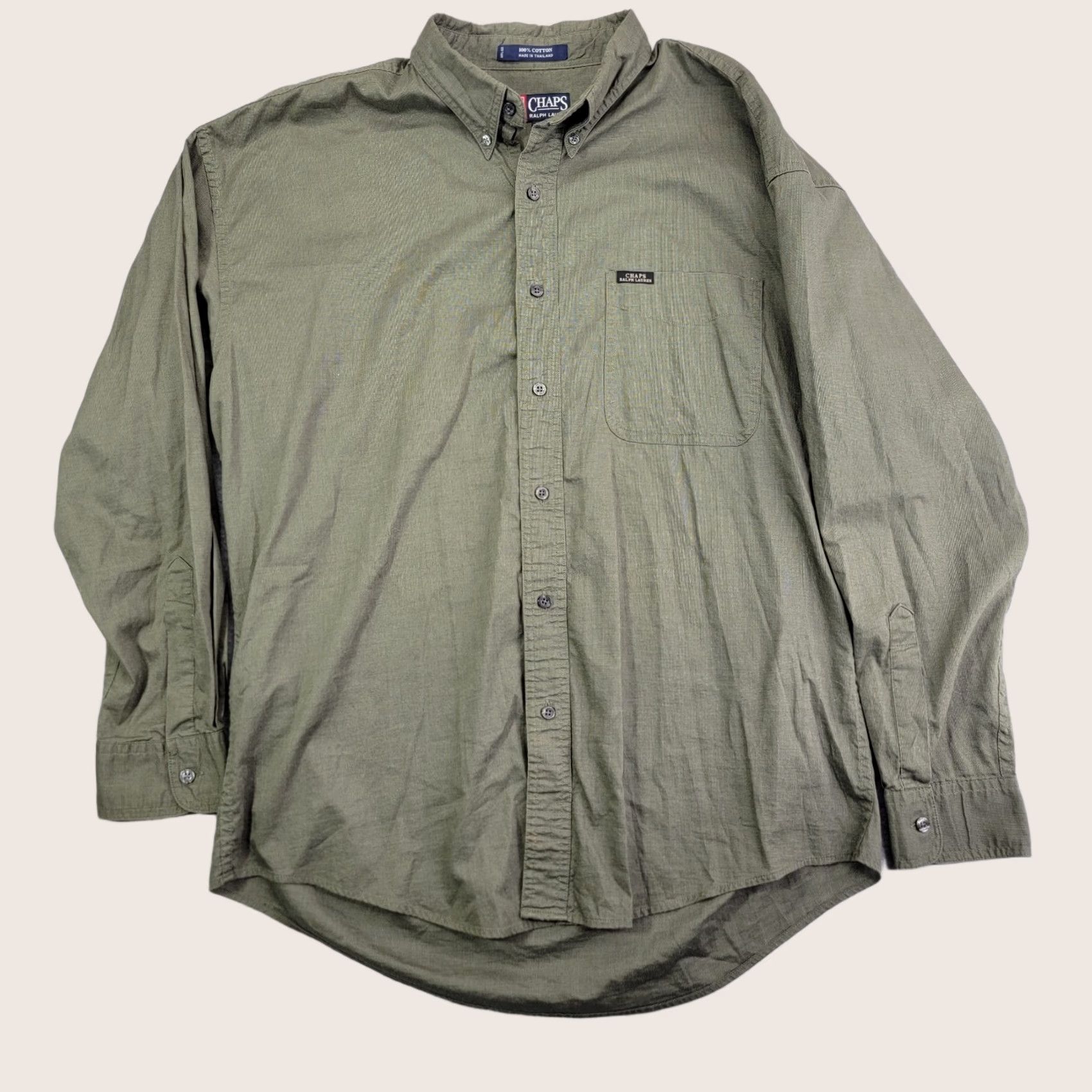 Chaps Chaps Ralph Lauren shirt Mens Large 100% Cotton WPL125 Button LS Casual Green Size US L / EU 52-54 / 3 - 1 Thumbnail