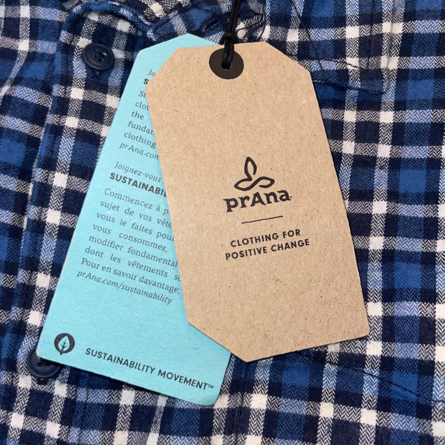 Prana PrAna Los Feliz Flannel Shirt Admiral Blue White Plaid Men’s XXL Slim Fit NWT Size US XXL / EU 58 / 5 - 4 Thumbnail