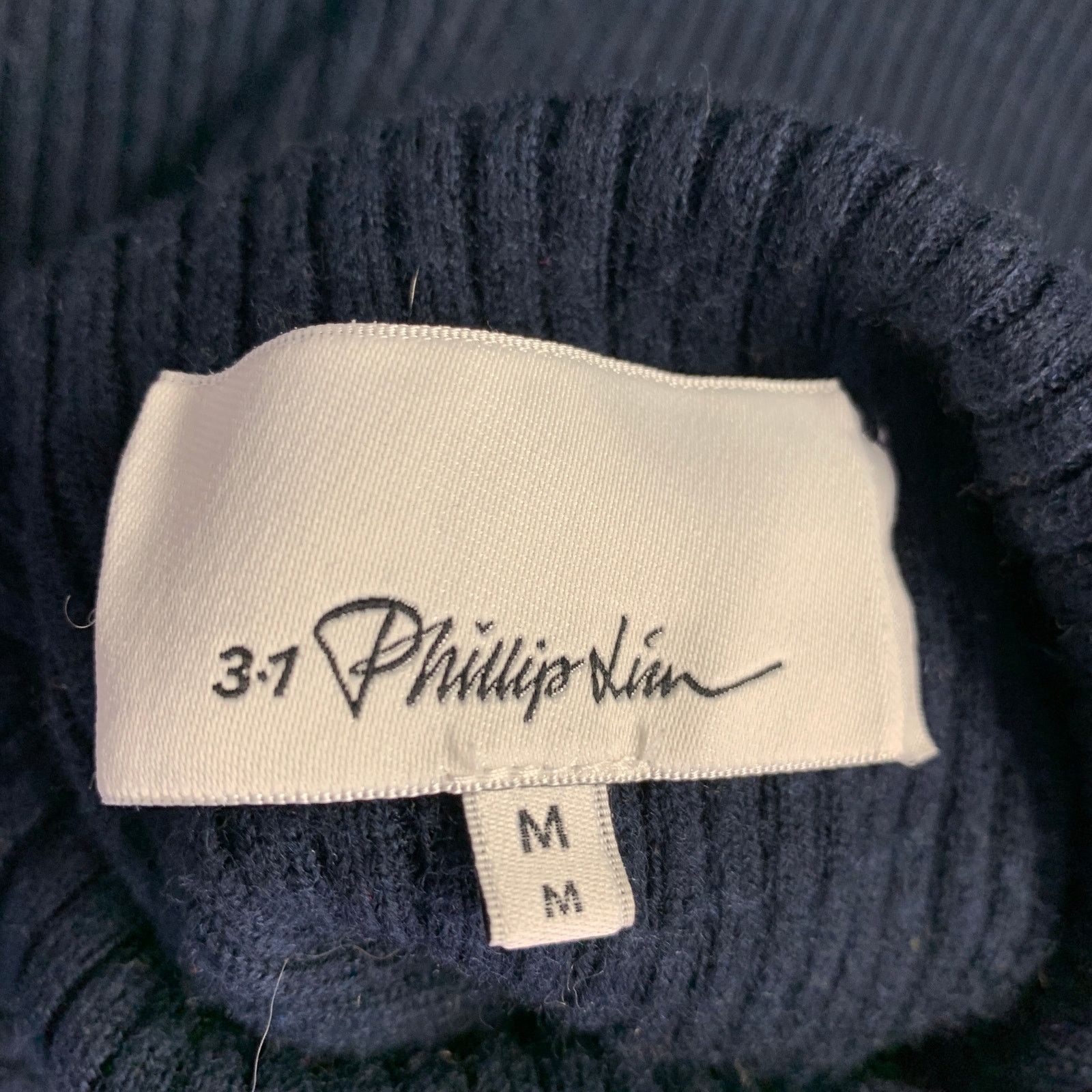 3.1 Phillip Lim 3.1 PHILLIP LIM Size M Navy Wool Blend Ribbed Pullover Size M / US 6-8 / IT 42-44 - 4 Thumbnail