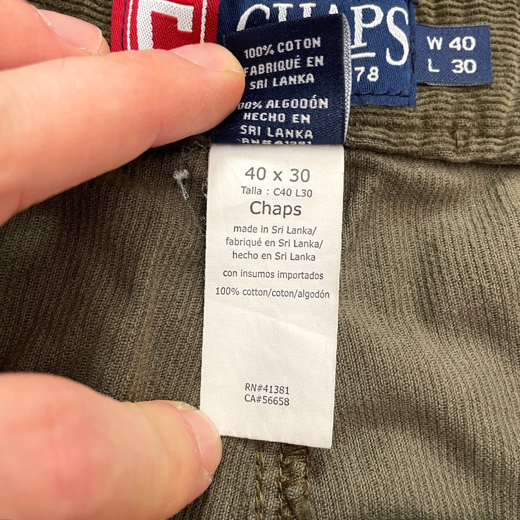 Chaps Chaps Pants Mens 40x30 Dark Green Corduroy Straight Leg Casual Outdoor Size US 40 / EU 56 - 6 Thumbnail
