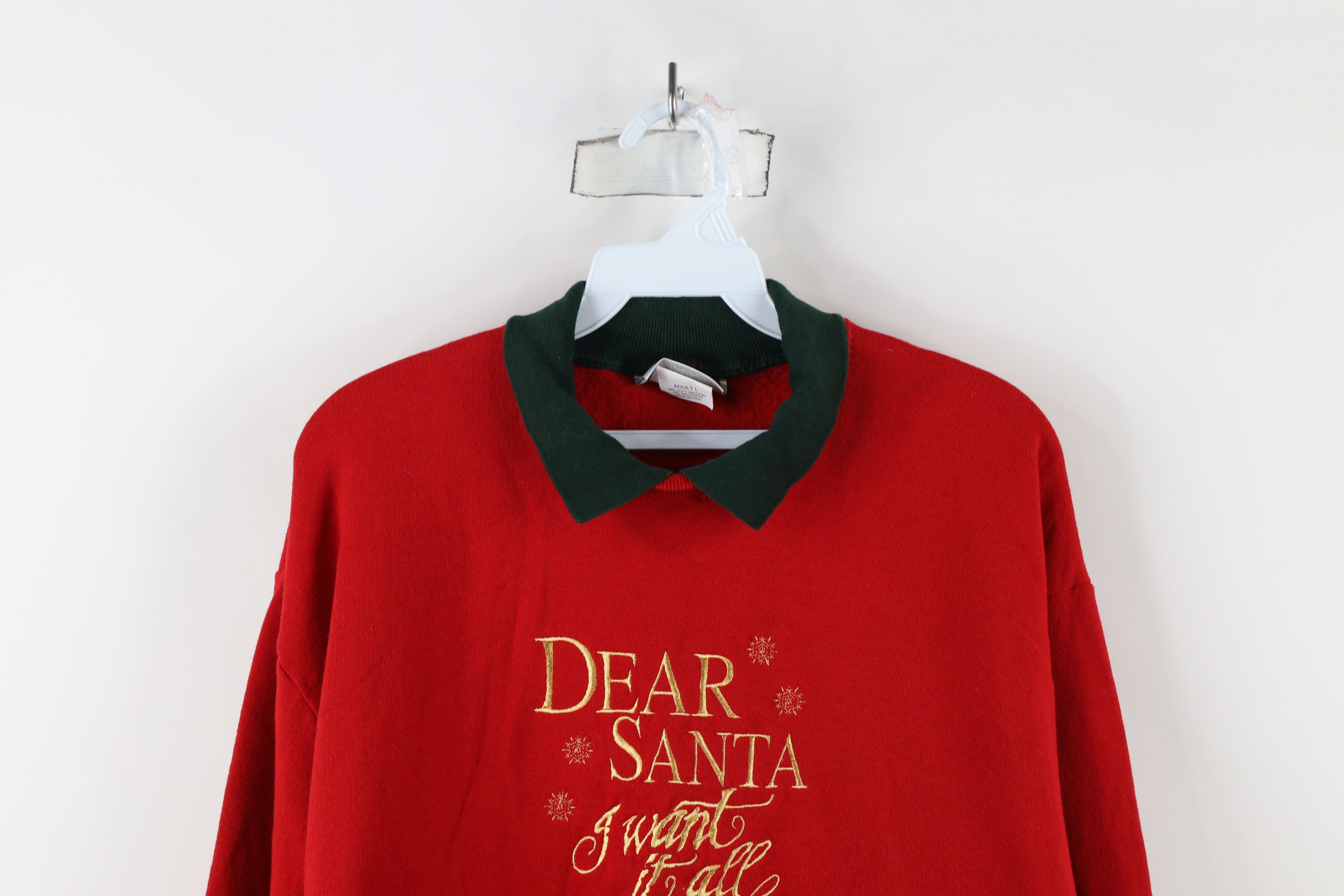 Vintage Vintage 90s Dear Santa I Want It All Collared Sweatshirt USA Size L / US 10 / IT 46 - 2 Thumbnail