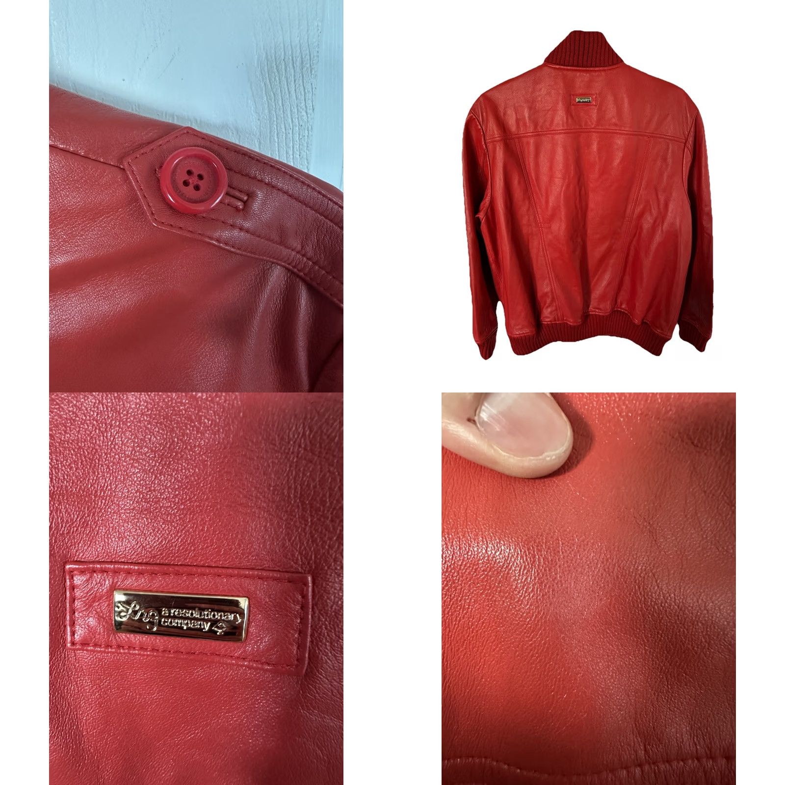 Vintage VINTAGE Lifted Research Group Lamb of God Red Leather Jacket Size L Regular Men Size US L / EU 52-54 / 3 - 8 Thumbnail