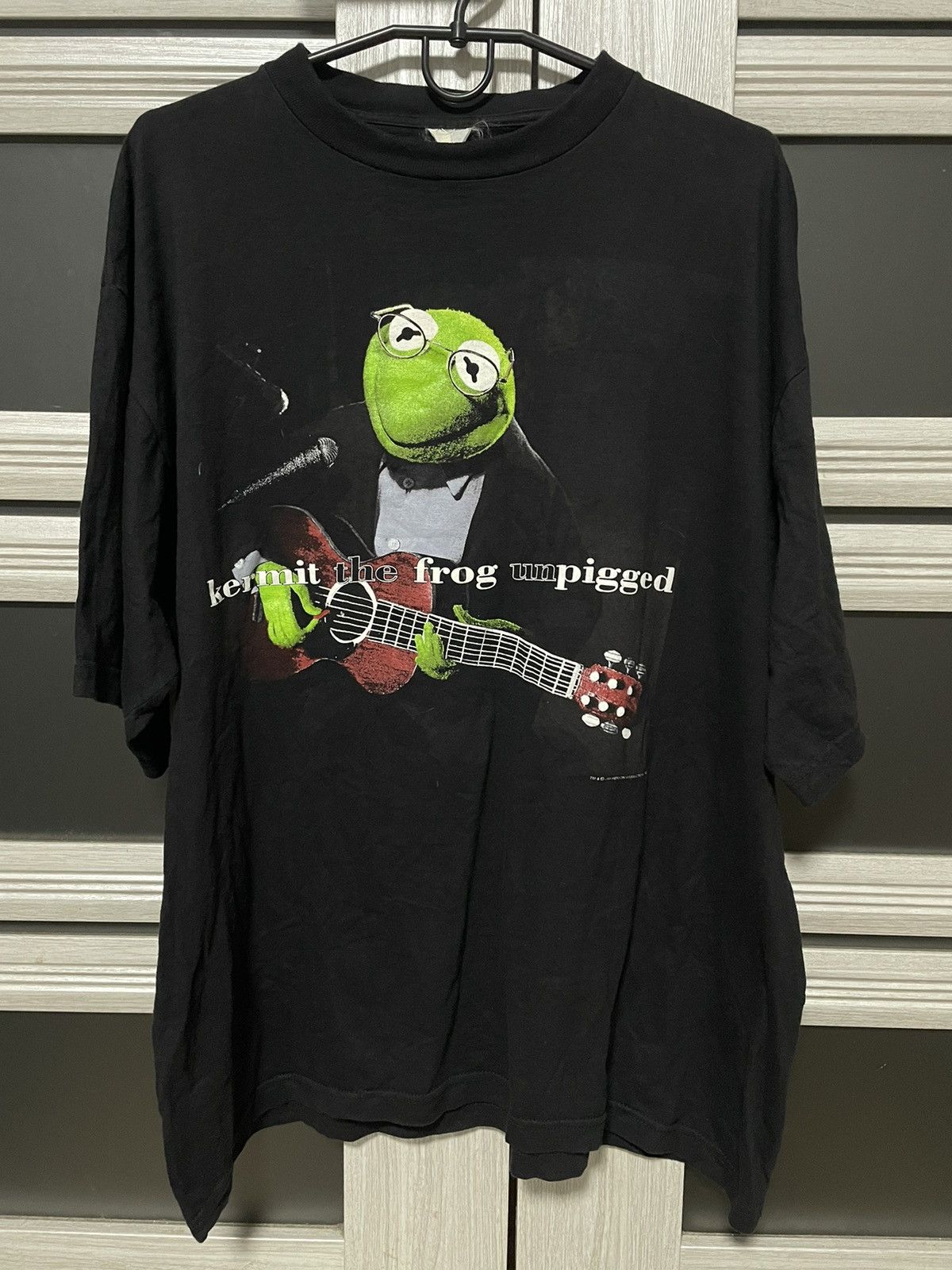 Band Tees × Vintage Vintage 90s Kermit The Frog Unpigged Parody Cartoon Tee Size US XL / EU 56 / 4 - 1 Thumbnail