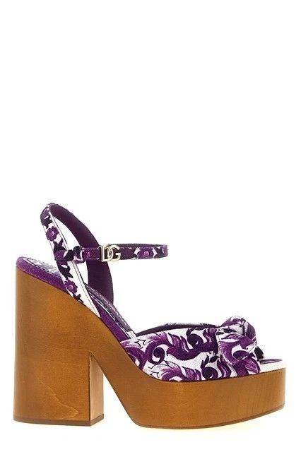 DOLCE&GABBANA Maiolica 120mm Purple Wedges New