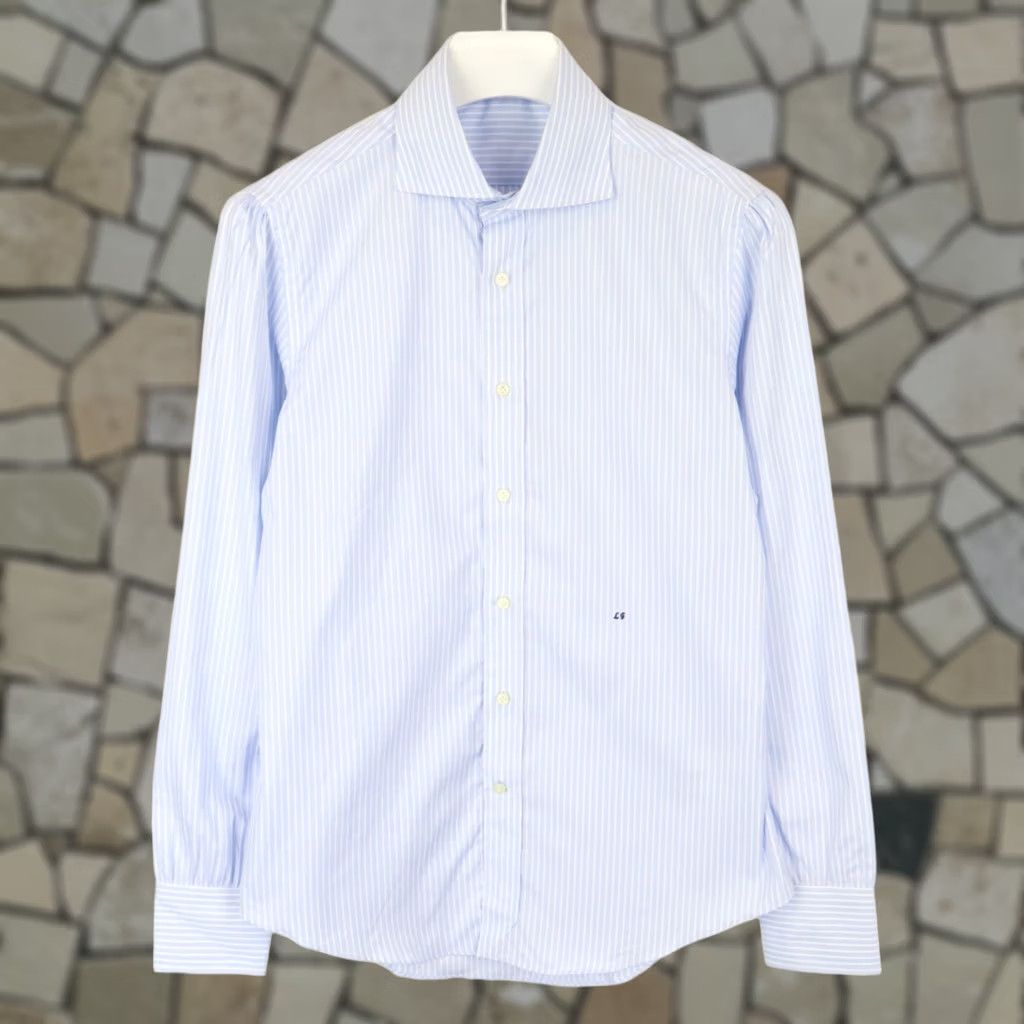 Suitsupply Shirt Medium Pinstriped Button Up Formal Extra Slim Fit Men's in Blue, Men's