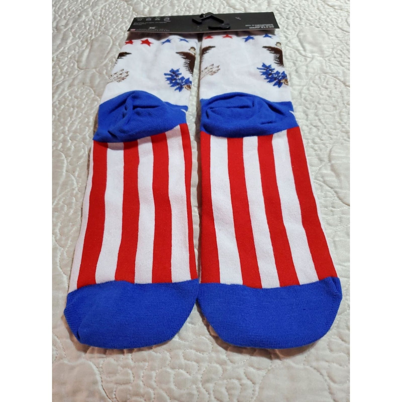 Vintage Odd Sox Patriotic Americana Eagle Stars Stripes Crew Socks 6-13 Men Red/Blue/White USA Stars Size ONE SIZE - 3 Thumbnail