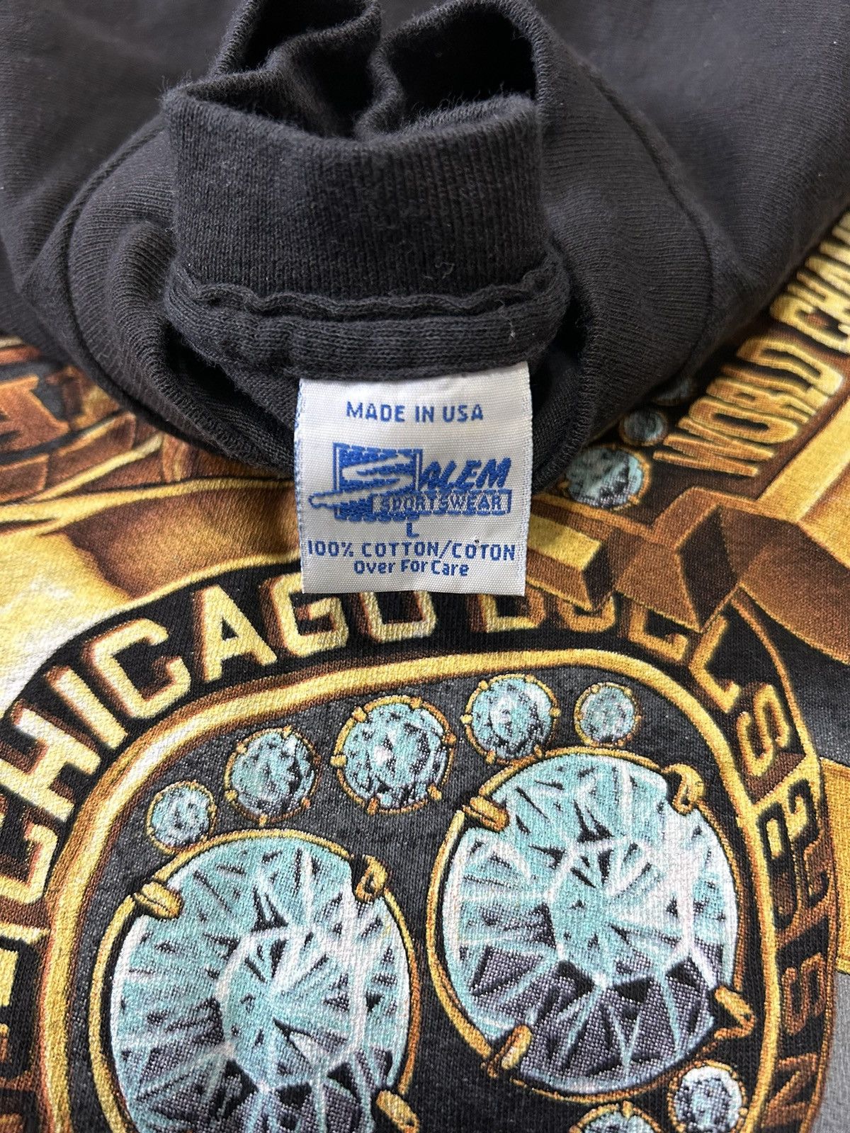 Salem Sportswear × Vintage 1993s Chicago Bulls World Champion T-Shirt Size US L / EU 52-54 / 3 - 3 Thumbnail