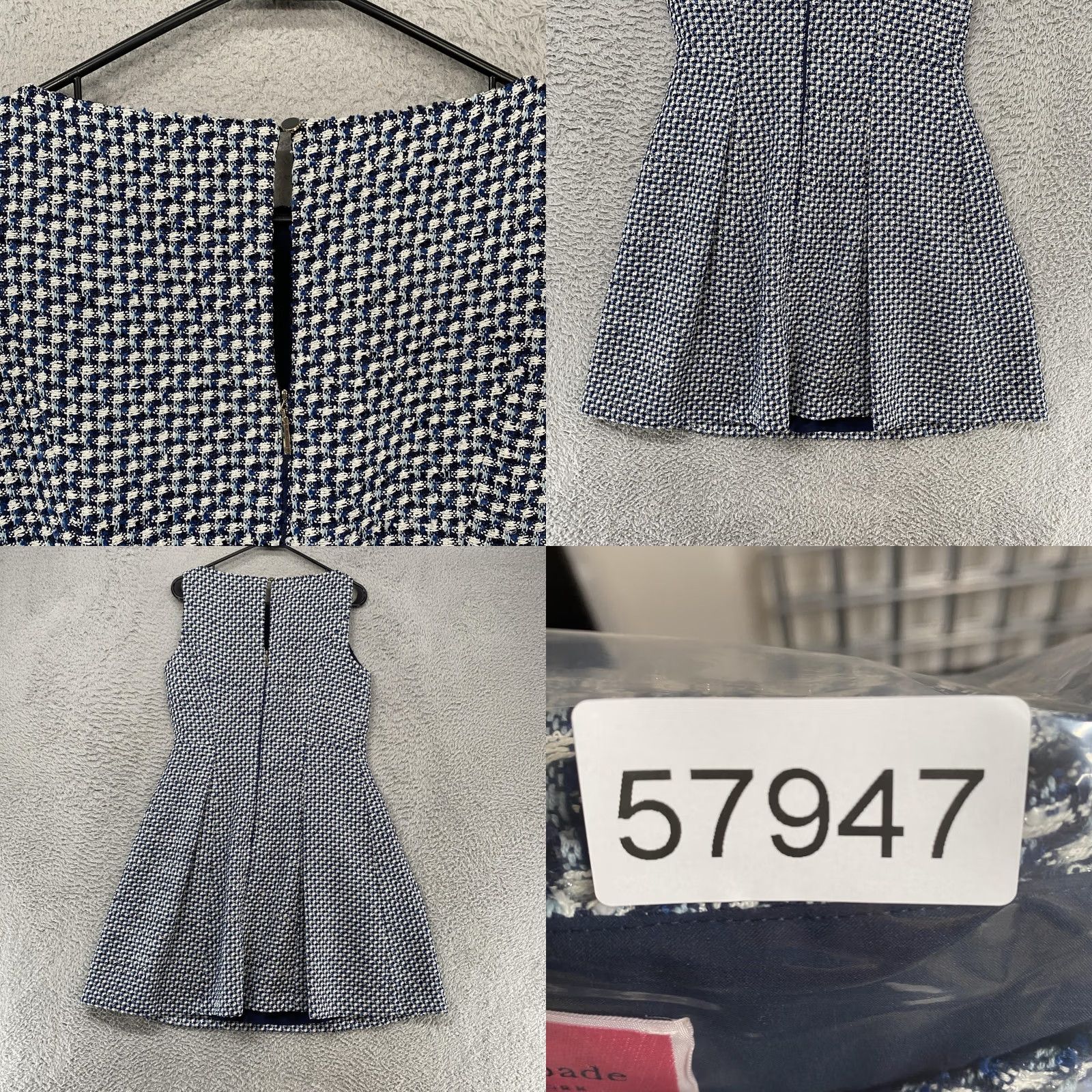 Vintage kate spade new york Dress Womens 6 Blue Nautical Tweed Fit Flare Sleeveless Size M / US 6-8 / IT 42-44 - 9 Thumbnail