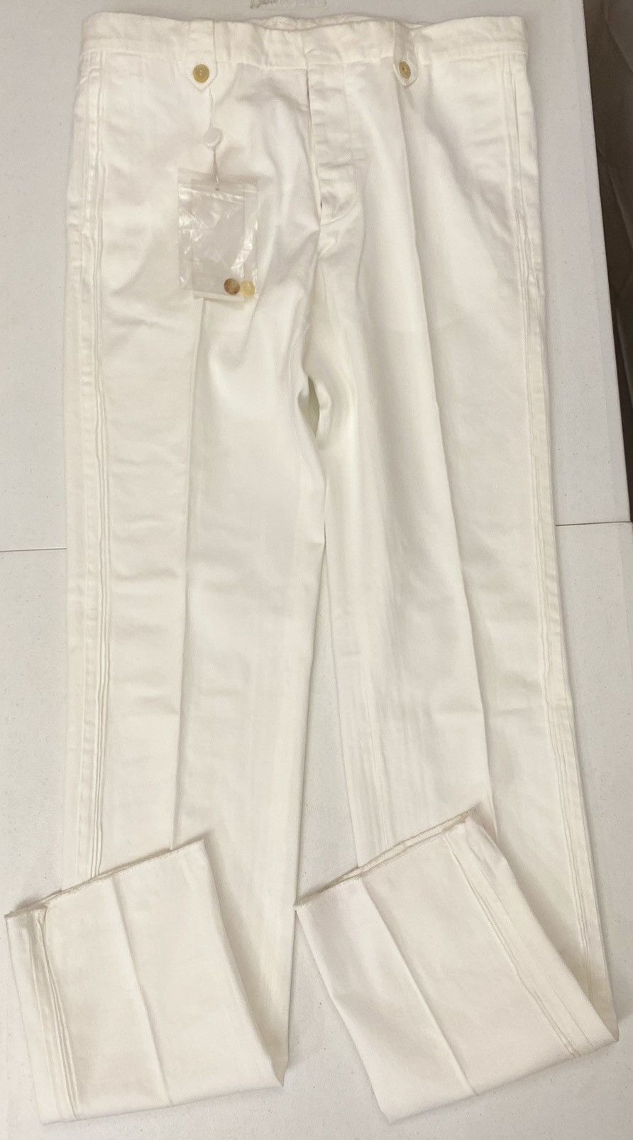 Maison Margiela Maison Margiela 🇮🇹 White Triple Pleated Seam Trouser 52 NEW Size US 36 / EU 52 - 3 Thumbnail