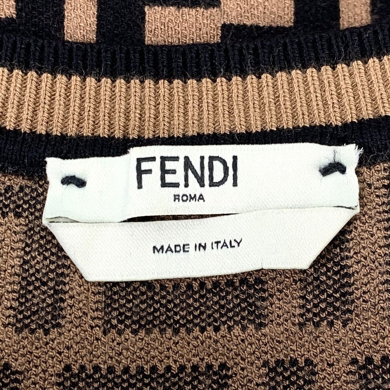 Fendi Fendi Mens FF Logo Sweater Brown & Black Knit Pullover Size Size S / US 4 / IT 40 - 6 Thumbnail
