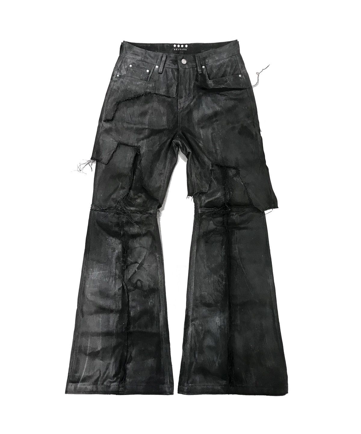 image of Avant Garde Reveuse Double Layers Waxed Jeans in Black, Men's (Size 34)