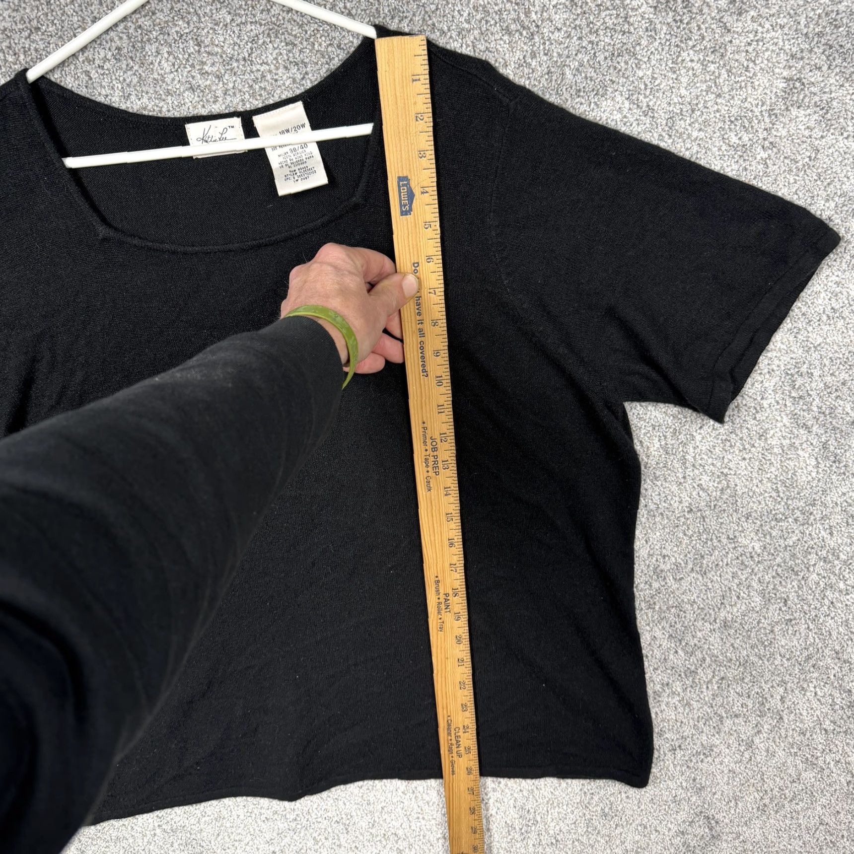 Lee Kathie Lee Sweater Top Women 18W/20W Plus Size Black Scoop Neck Classic Layering Pullover Knit Short Sleeve Slim Fit Casual Office Womens Size XXL / US 16-18 / IT 52-54 - 2 Thumbnail