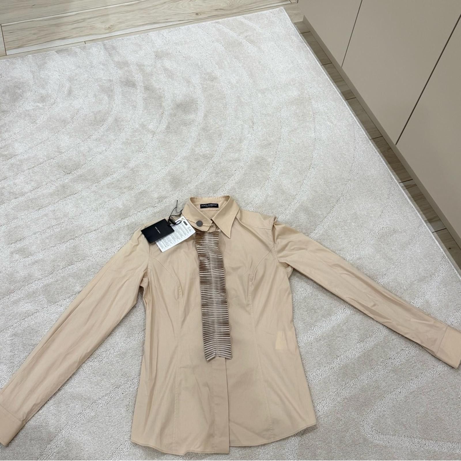 Dolce & Gabbana Dolce & Gabbana Tan Long Sleeve Shirt Size M / US 6-8 / IT 42-44 - 1 Thumbnail