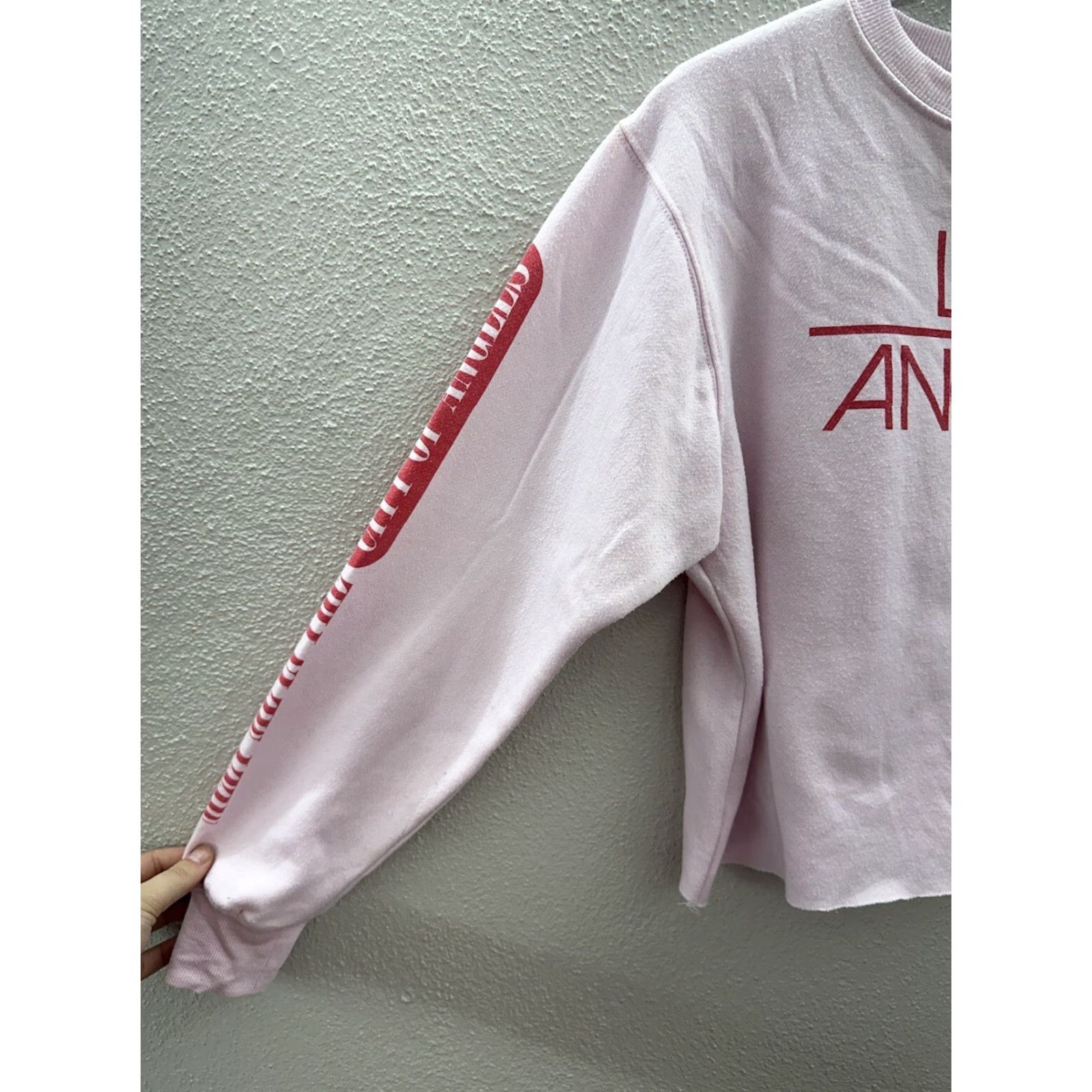 Vintage Mighty Fine Sweatshirt Womens Size Medium Pink Los Angeles Long Sleeve Cropped Size M / US 6-8 / IT 42-44 - 2 Thumbnail