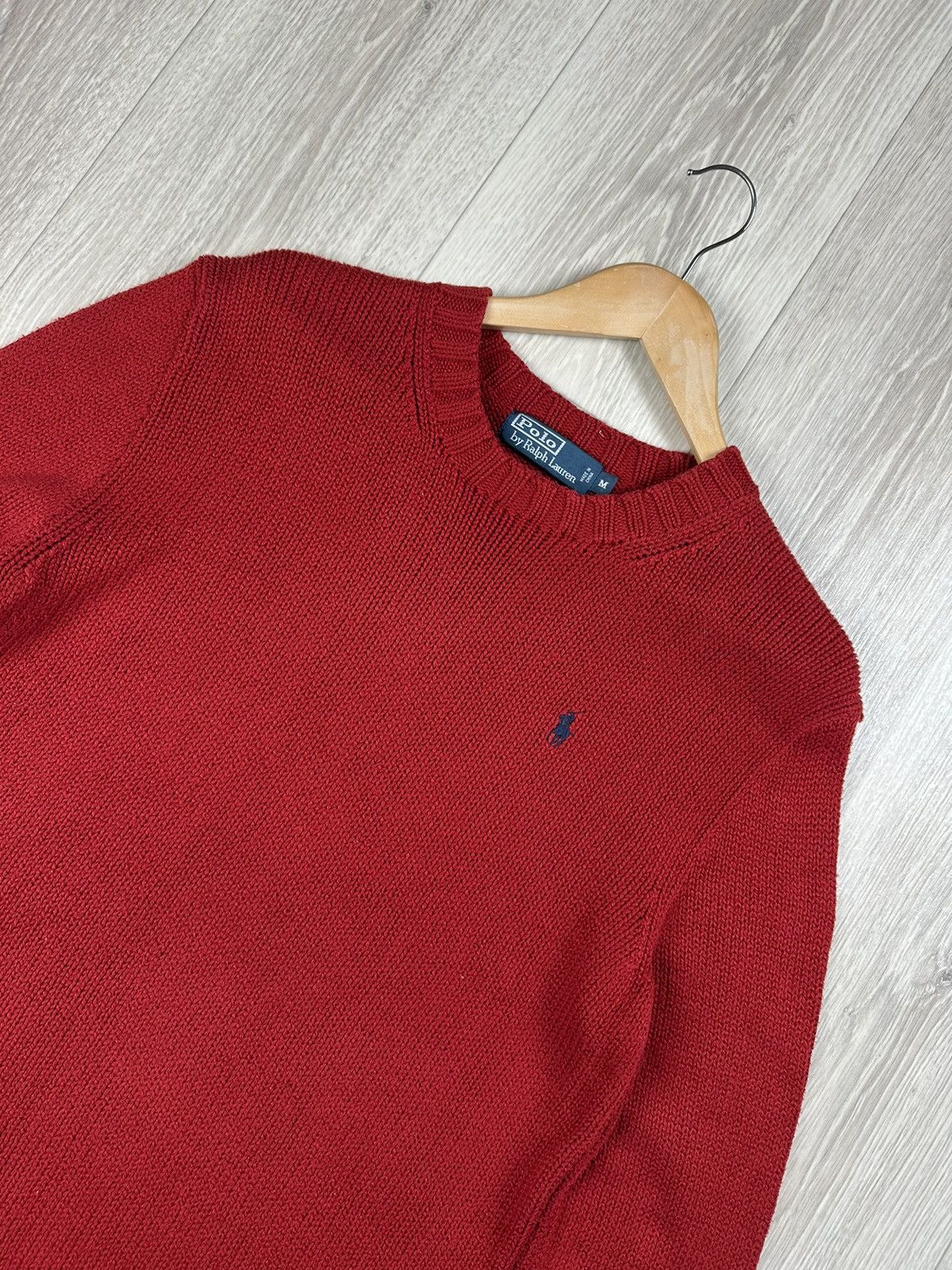 Polo Ralph Lauren × Ralph Lauren × Vintage Vintage 90s knitted PRL Polo Ralph Lauren Red Basic Sweater Size US M / EU 48-50 / 2 - 2 Thumbnail