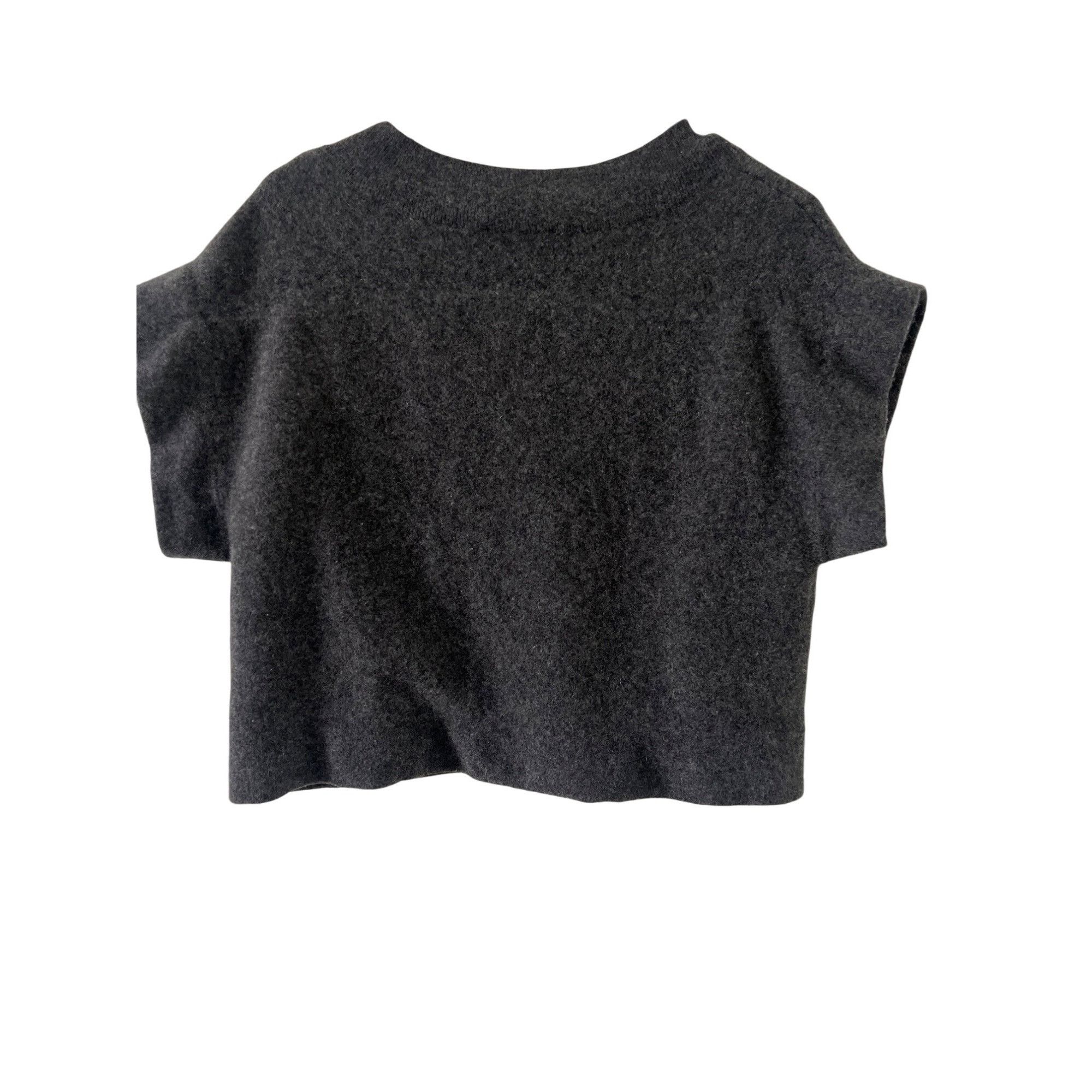 Designer Cashmere Cropped V-Neck Short Sleeve Sweater Top Size L / US 10 / IT 46 - 6 Thumbnail