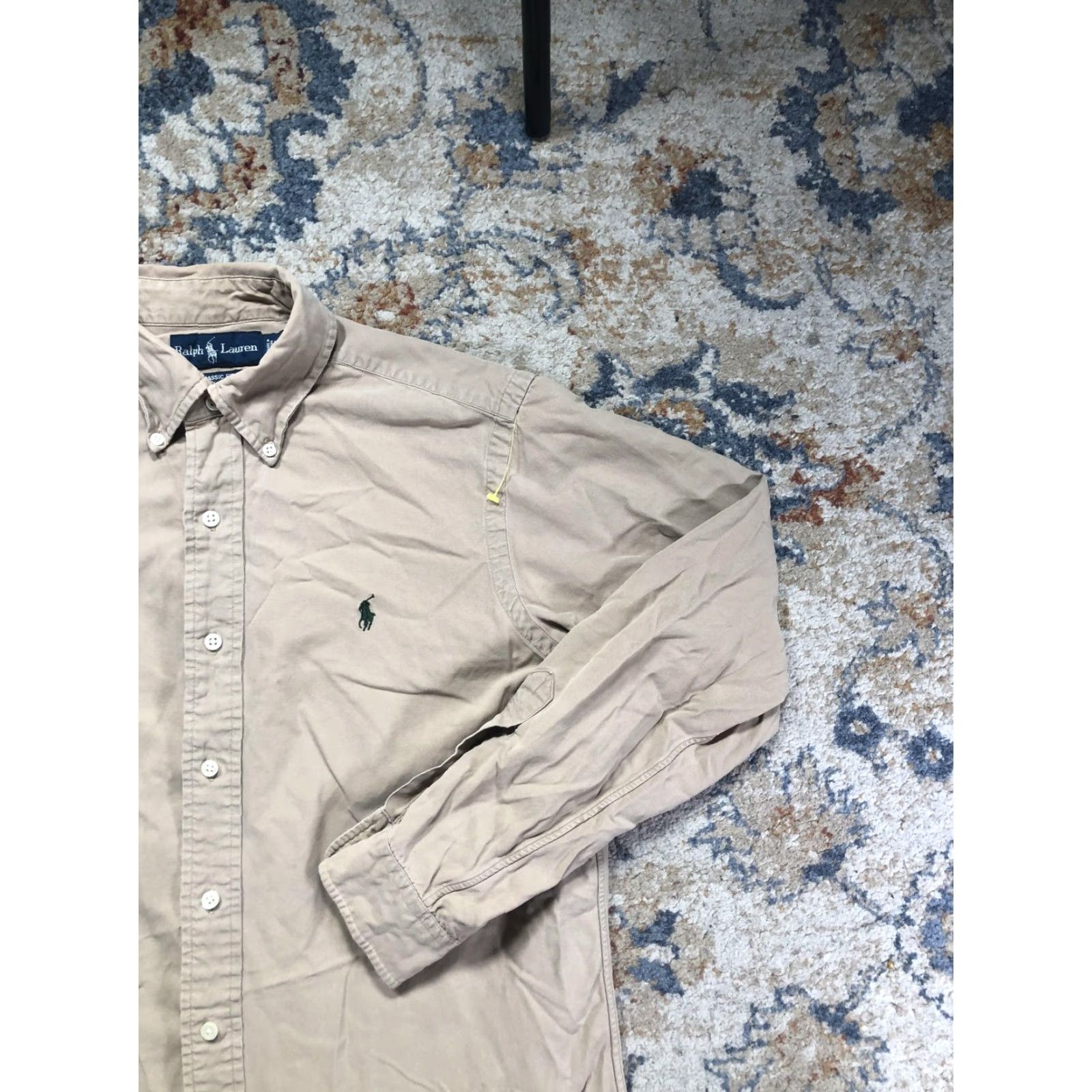 Ralph Lauren Ralph Lauren Shirt Mens Medium Beige Solid Classic Fit Button-Down Long Sleeve Size US M / EU 48-50 / 2 - 4 Thumbnail