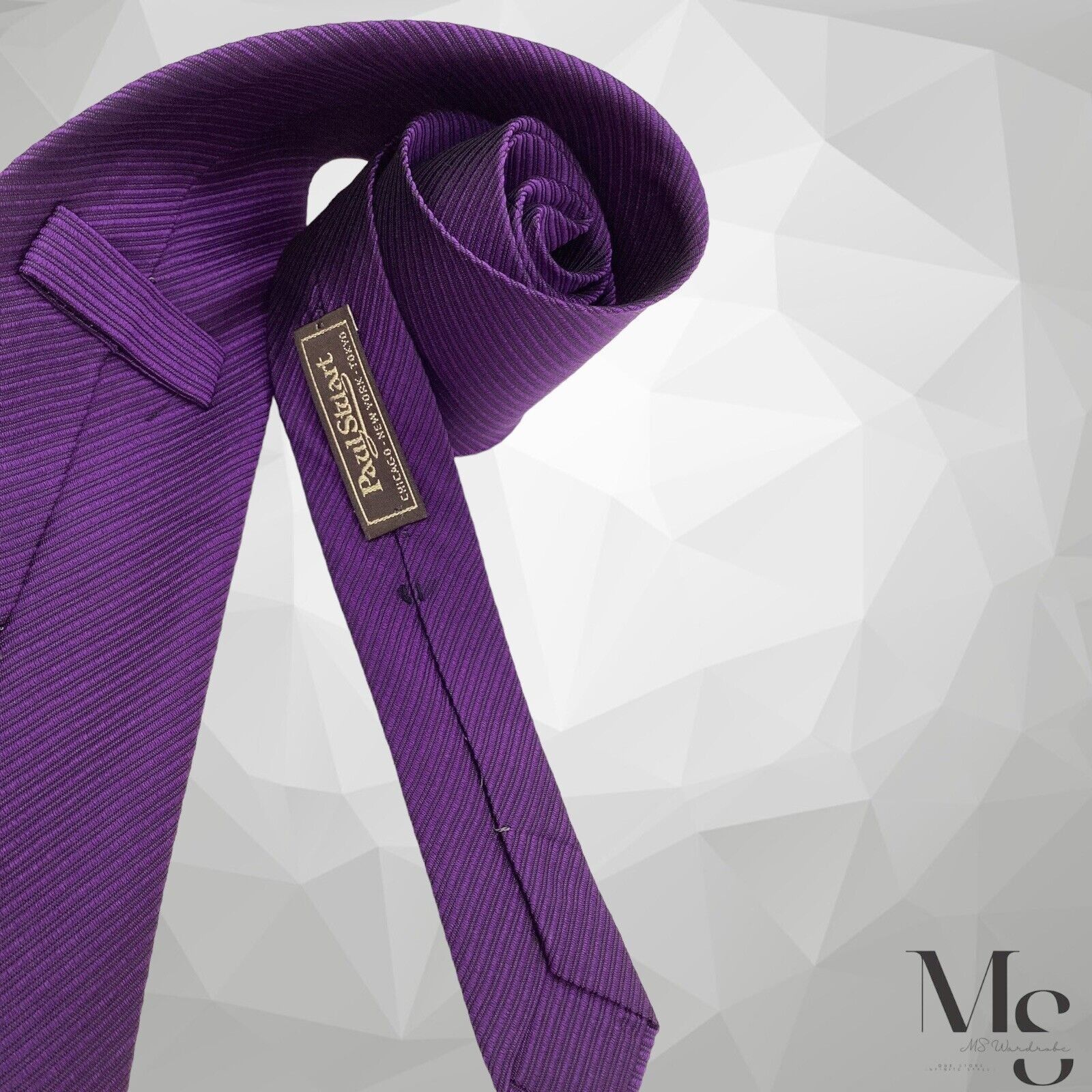 Paul Stuart PAUL STUART Purple Striped Silk Tie Made In France W: 3.5" E Size ONE SIZE - 4 Thumbnail