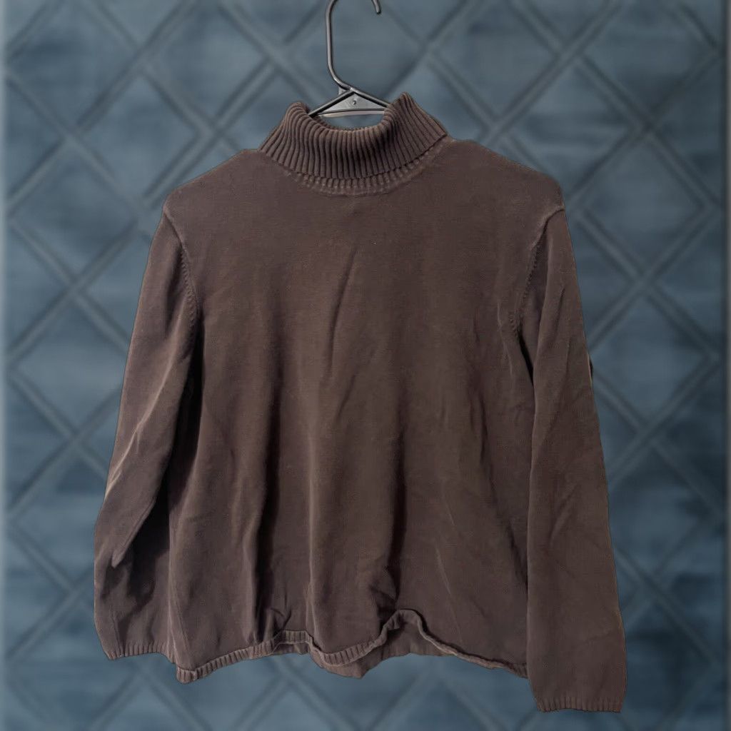 Talbots VINTAGE Talbots Brown Cable-Knit Turtleneck Sweater Women’s Plus 1X Cotton Blend Pullover Size XL / US 12-14 / IT 48-50 - 1 Thumbnail