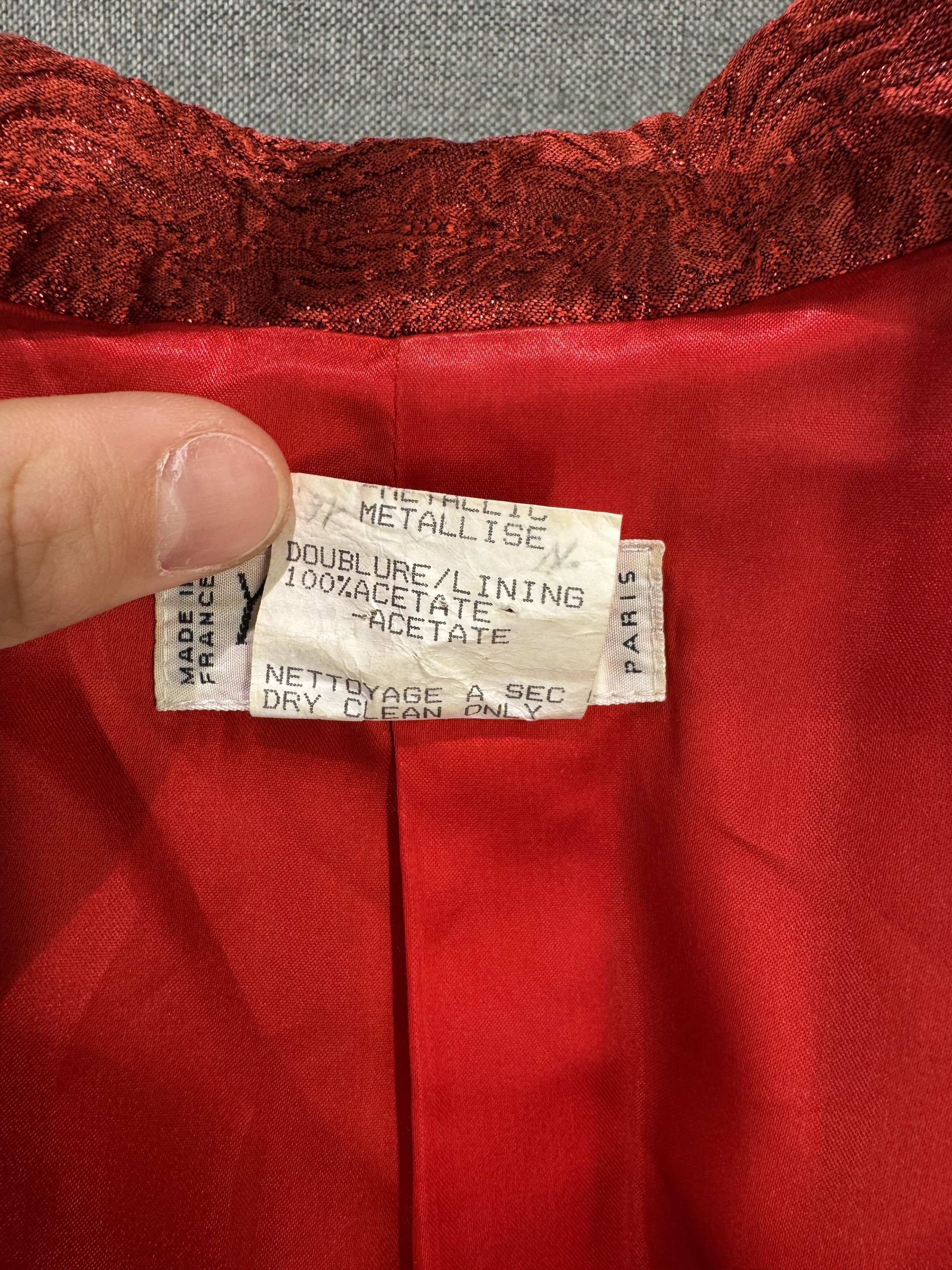 Yves Saint Laurent Yves Saint Laurent Rive Gauche Red Brocade Jacket Size XL / US 12-14 / IT 48-50 - 5 Thumbnail